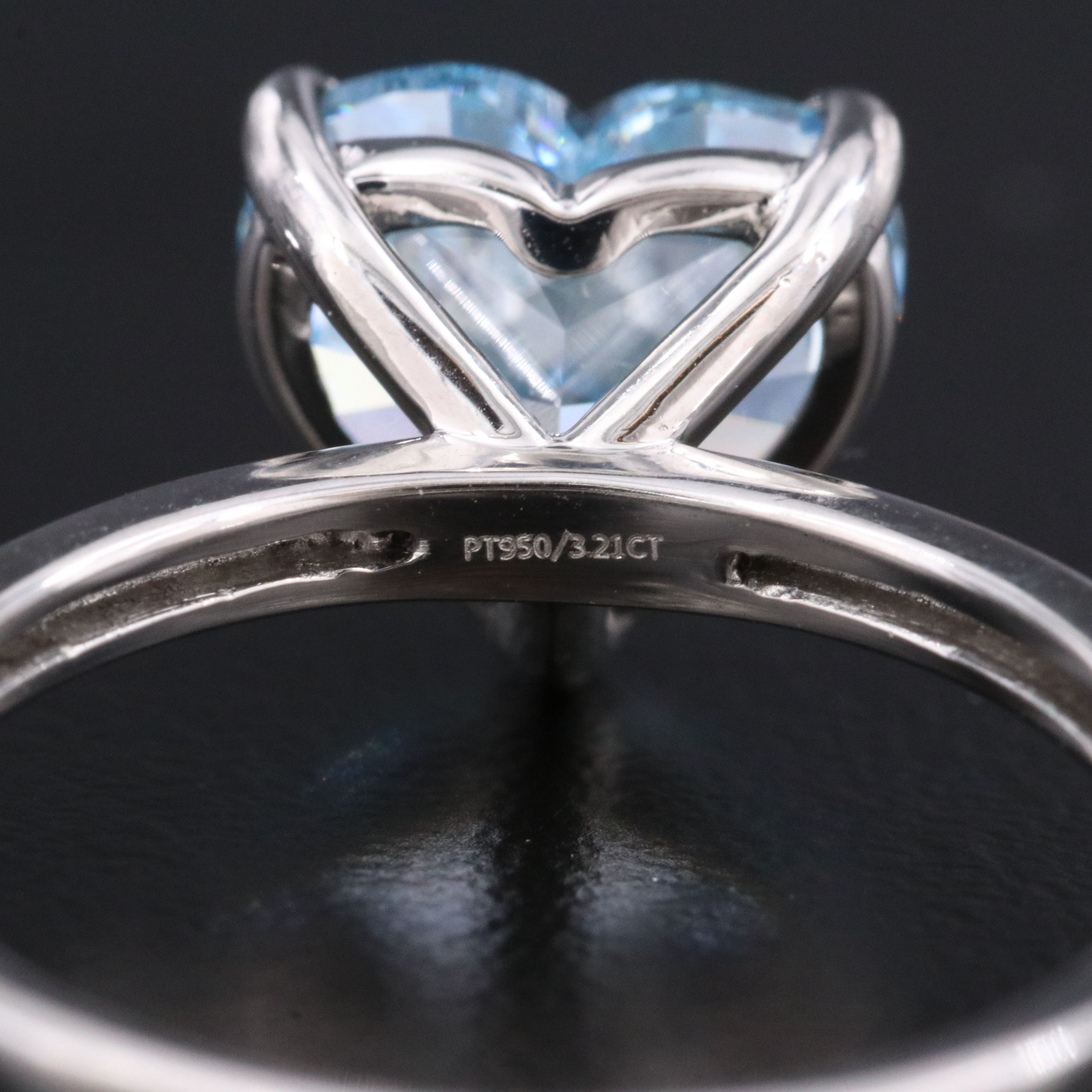 Platinum 3.21 CT Lab Grown Fancy Vivid Blue Diamond Ring with IGI Report