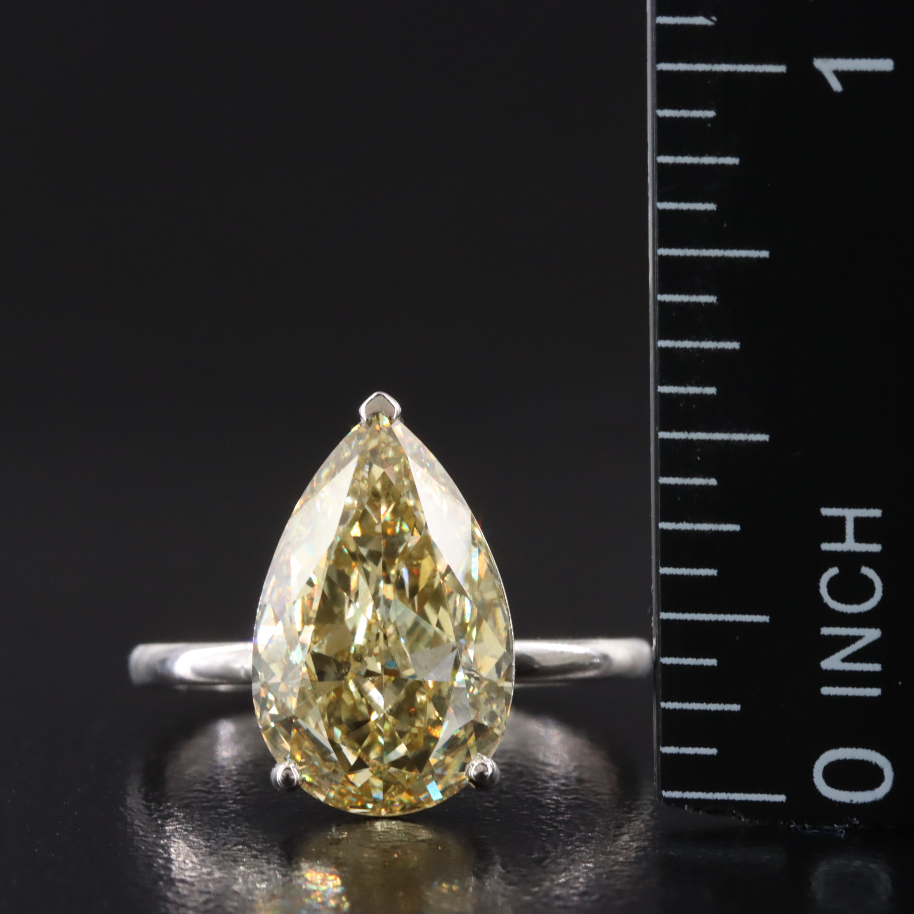 Platinum 5.02 CT Lab Grown Fancy Intense Yellow Diamond Ring with IGI Report