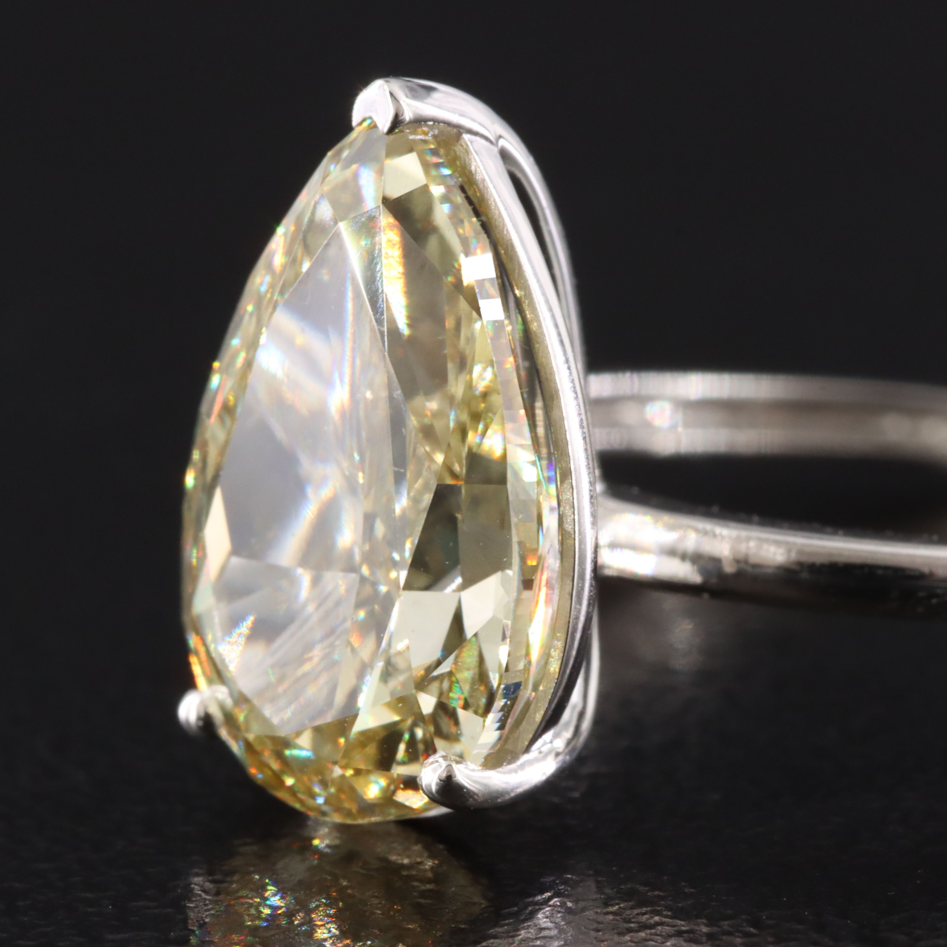 Platinum 5.02 CT Lab Grown Fancy Intense Yellow Diamond Ring with IGI Report
