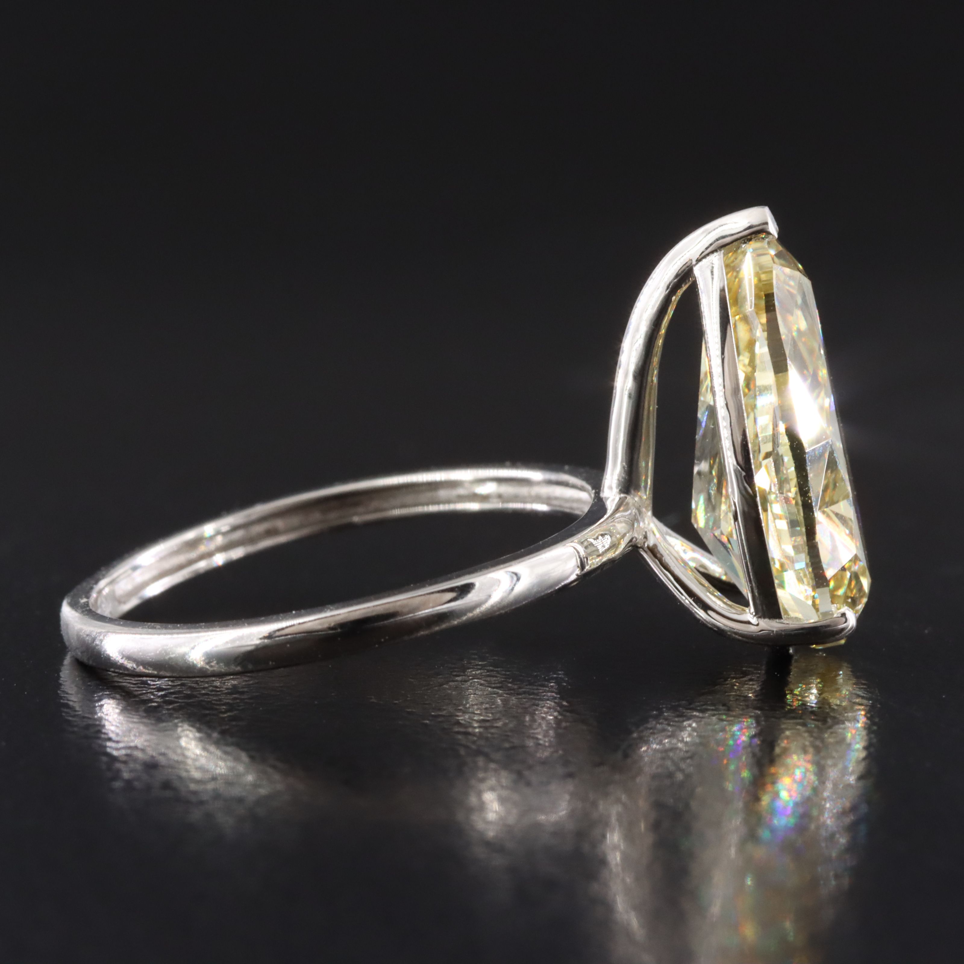 Platinum 5.02 CT Lab Grown Fancy Intense Yellow Diamond Ring with IGI Report