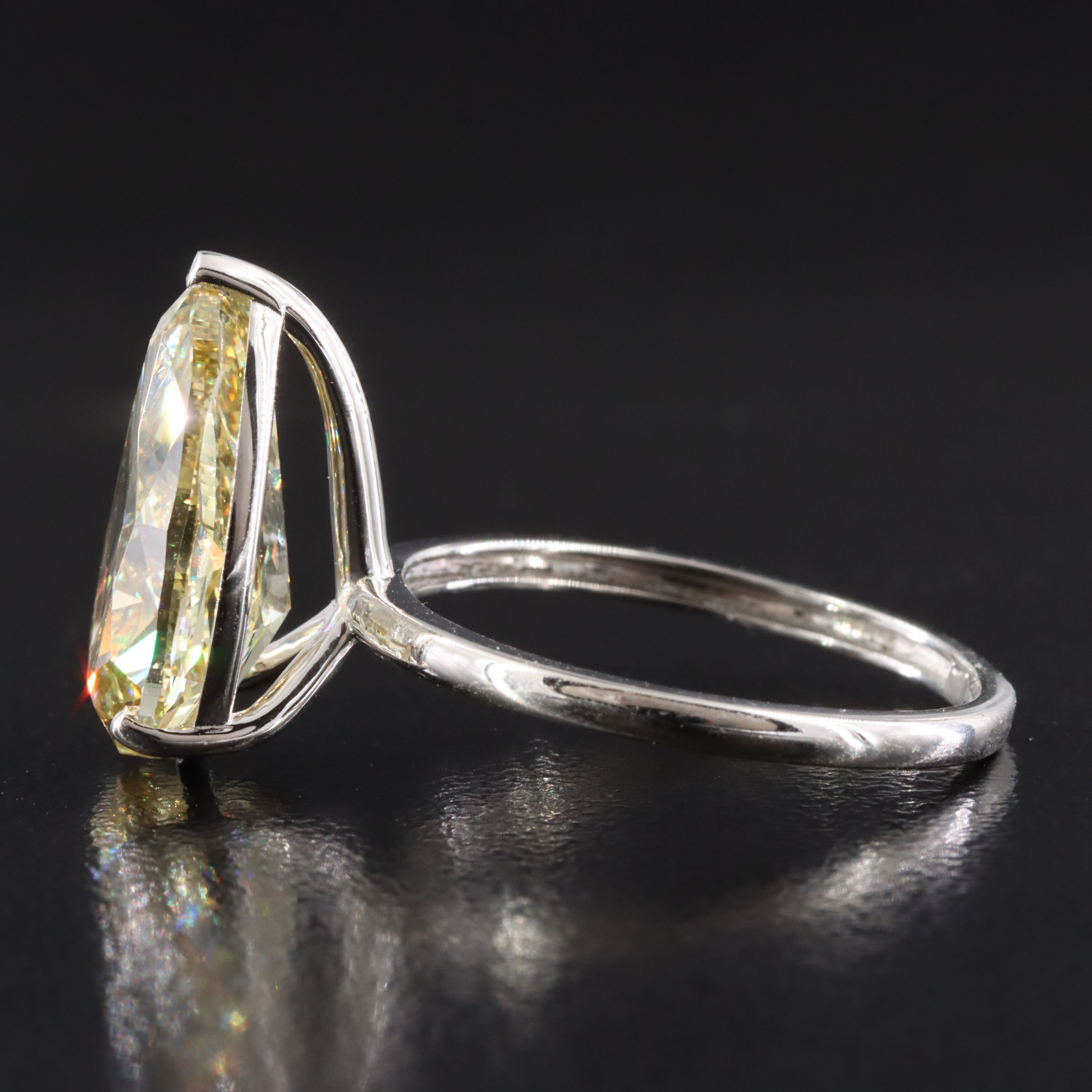 Platinum 5.02 CT Lab Grown Fancy Intense Yellow Diamond Ring with IGI Report