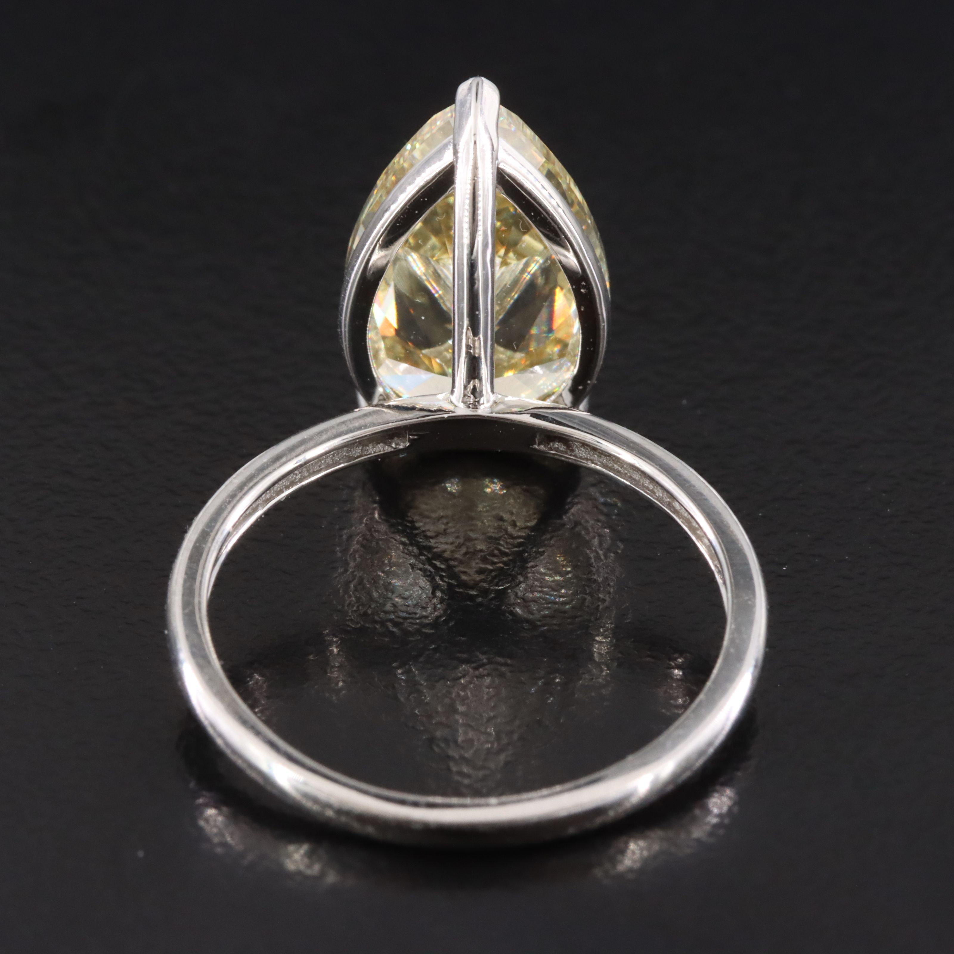 Platinum 5.02 CT Lab Grown Fancy Intense Yellow Diamond Ring with IGI Report