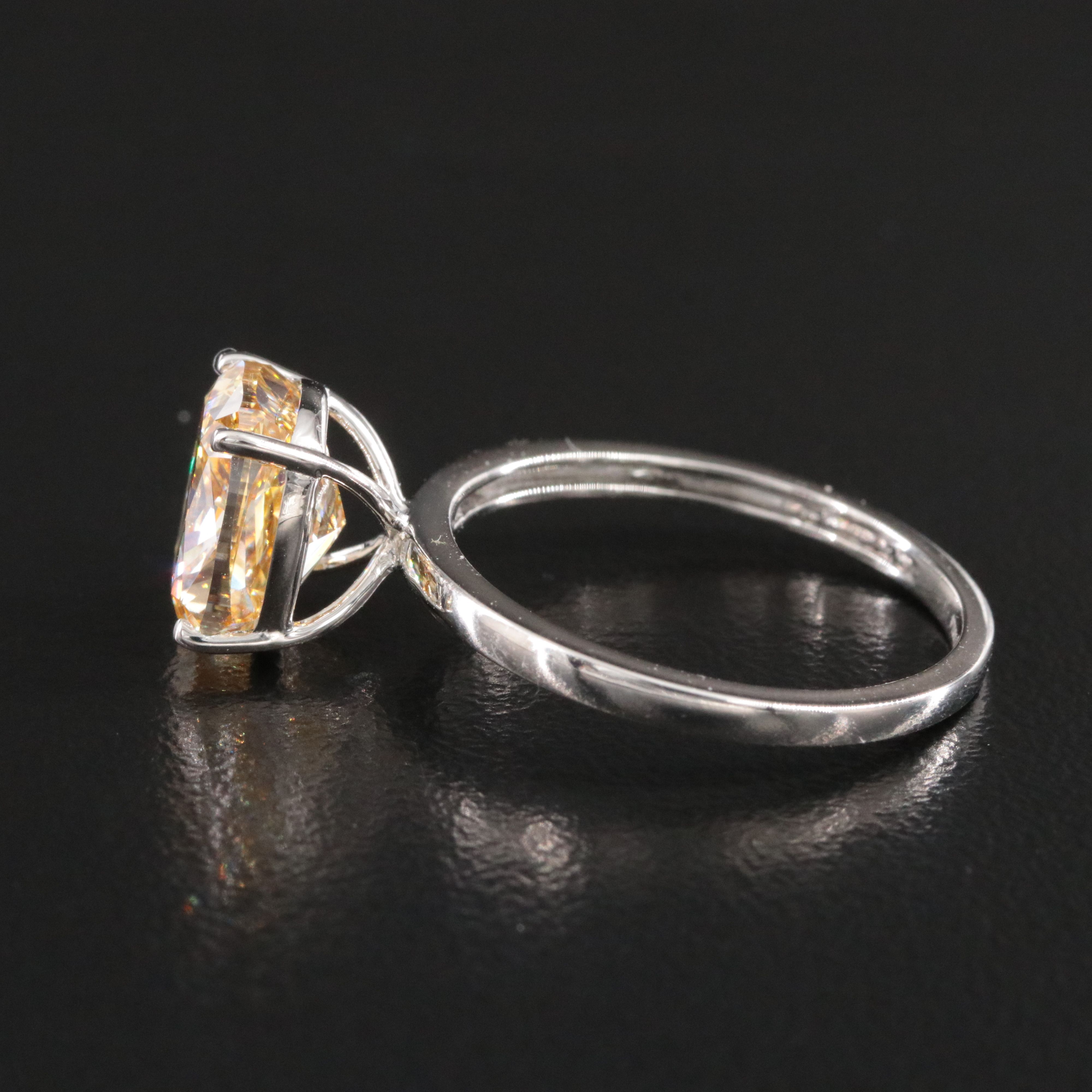Platinum 3.02 CT Lab Grown Fancy Intense Yellow Diamond Ring with IGI Report