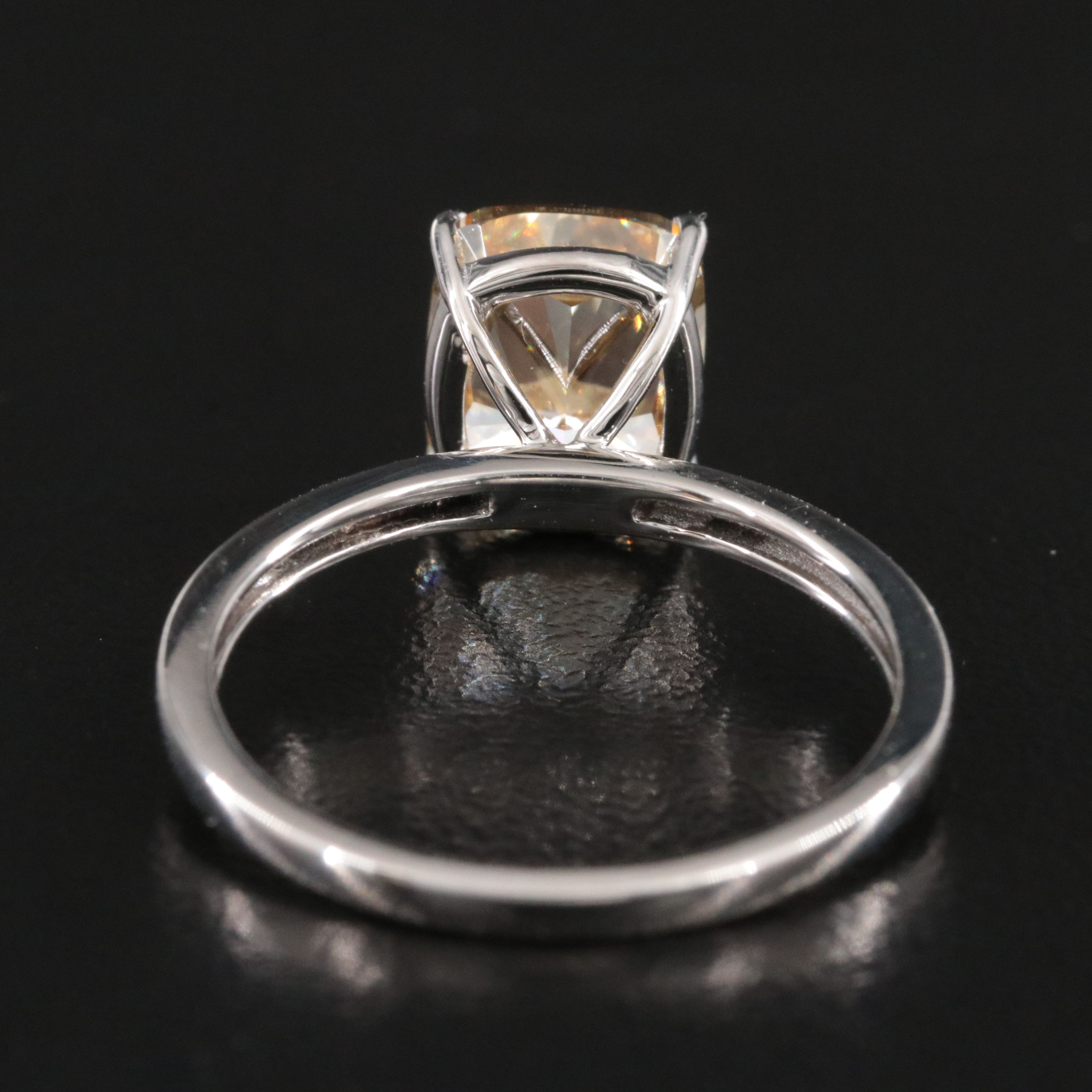 Platinum 3.02 CT Lab Grown Fancy Intense Yellow Diamond Ring with IGI Report