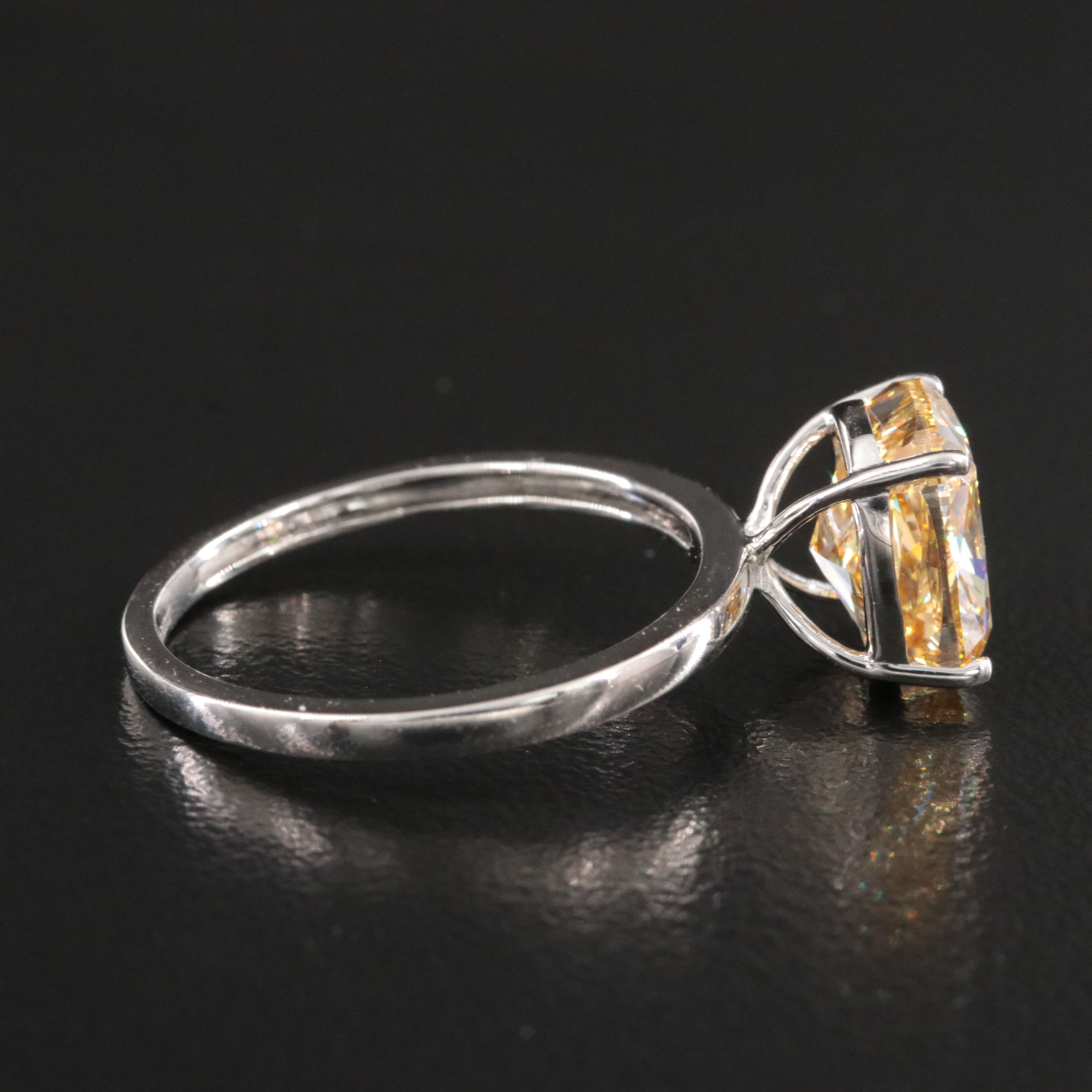 Platinum 3.02 CT Lab Grown Fancy Intense Yellow Diamond Ring with IGI Report