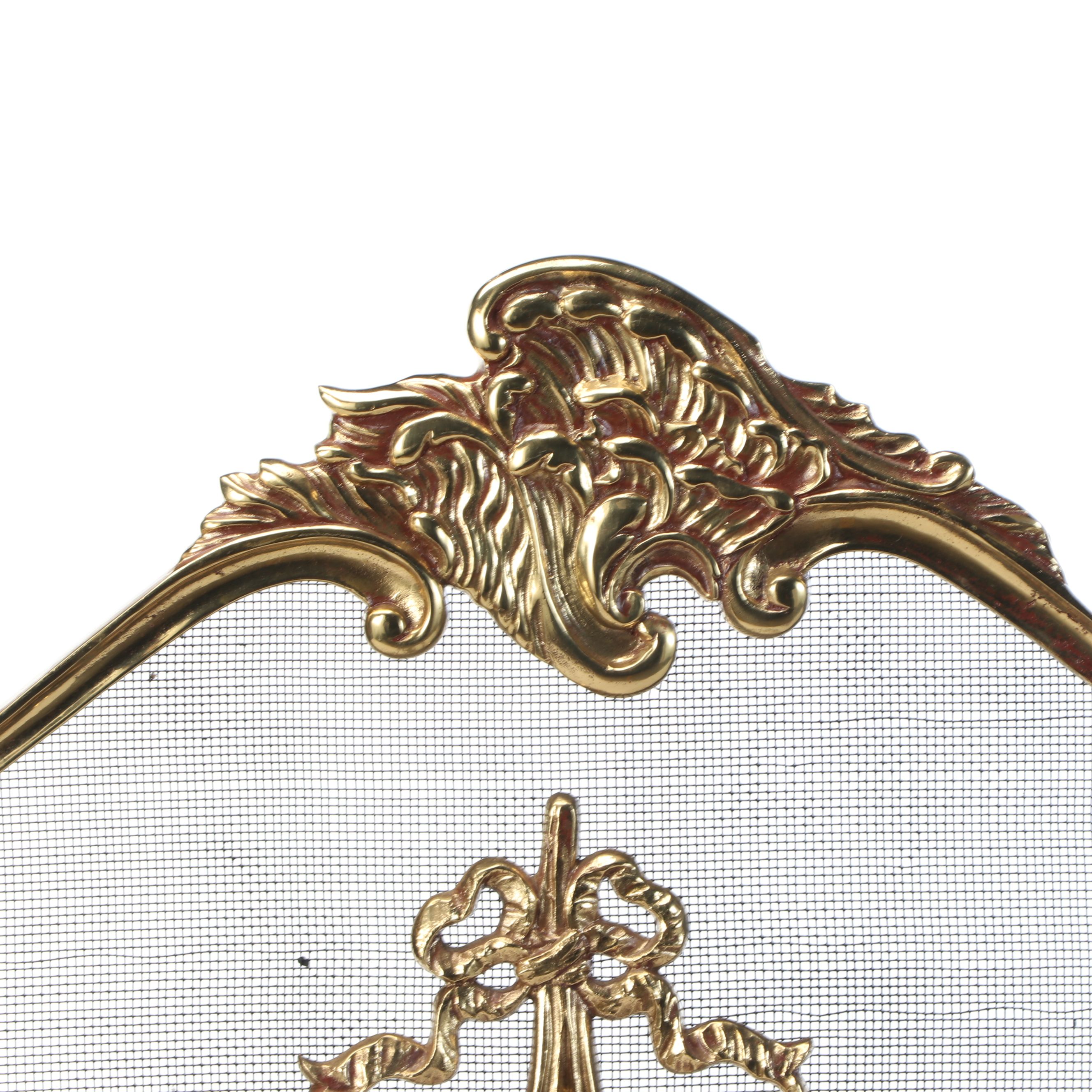 French Provincial Style Brass Finish Folding Fireplace Screen