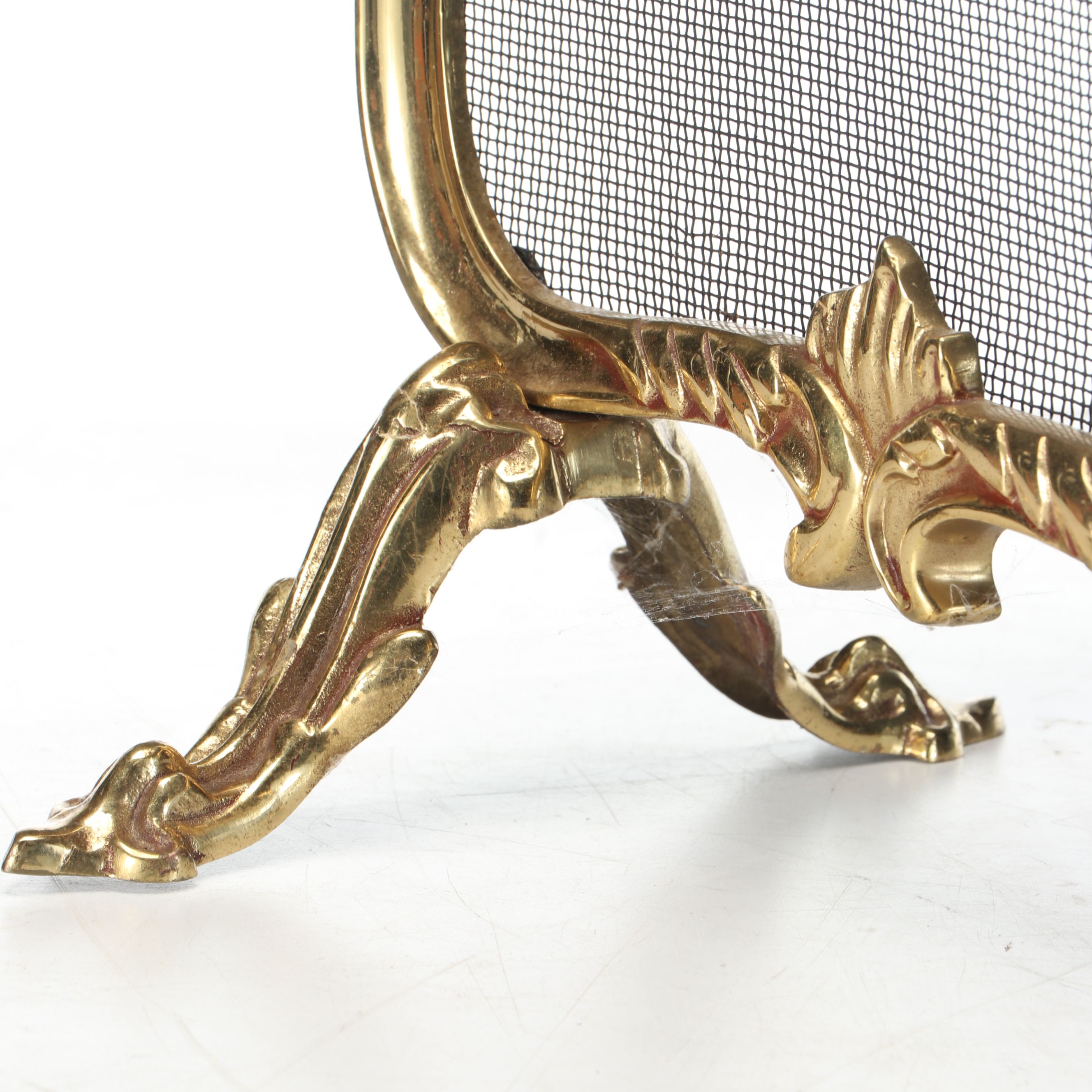 French Provincial Style Brass Finish Folding Fireplace Screen