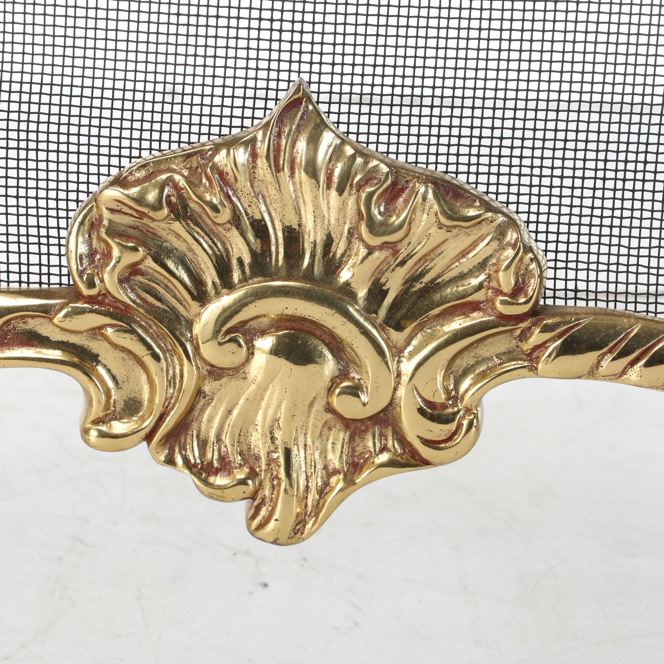 French Provincial Style Brass Finish Folding Fireplace Screen