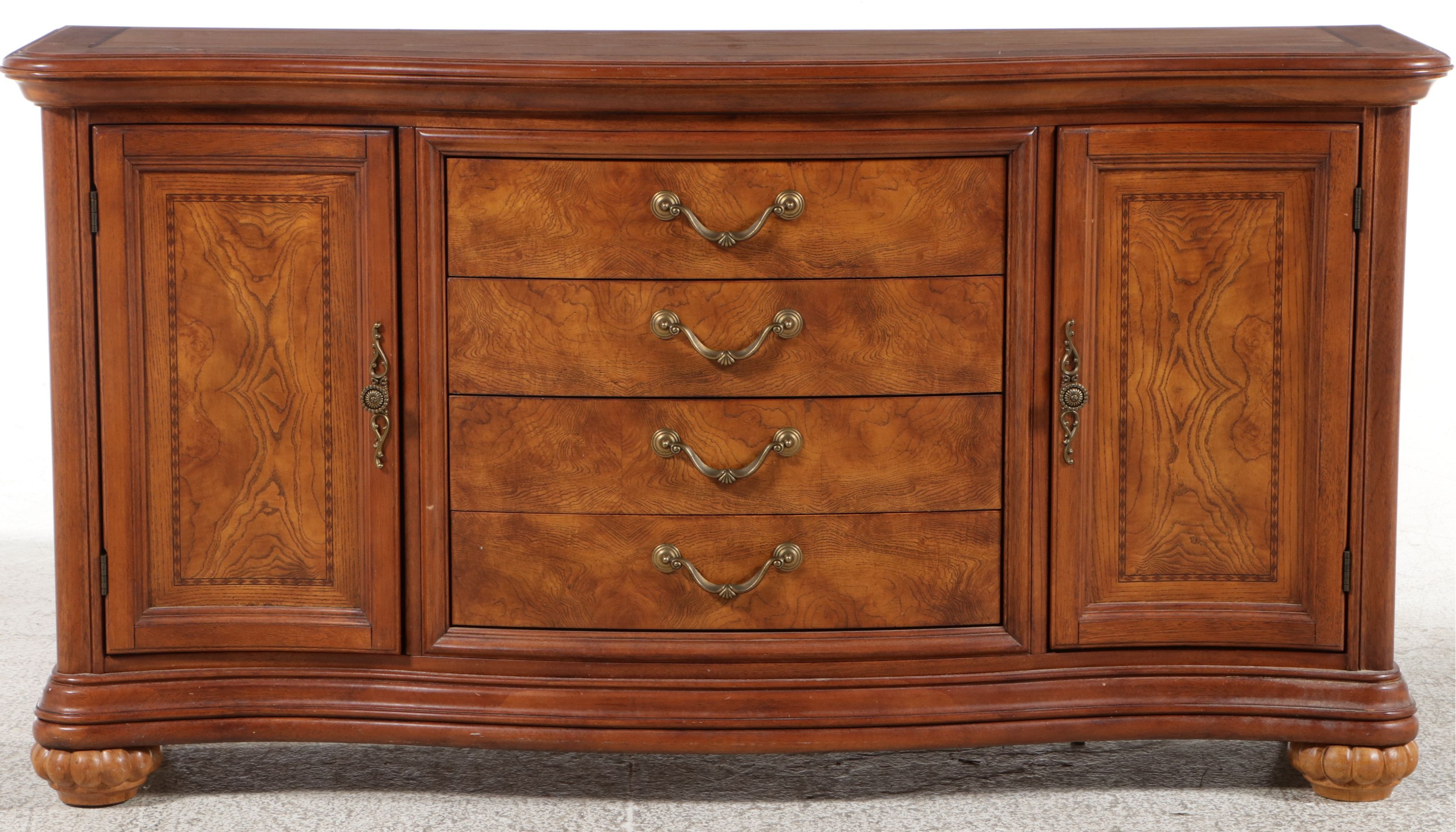 Mediterranean Revival Burled Serpentine Sideboard