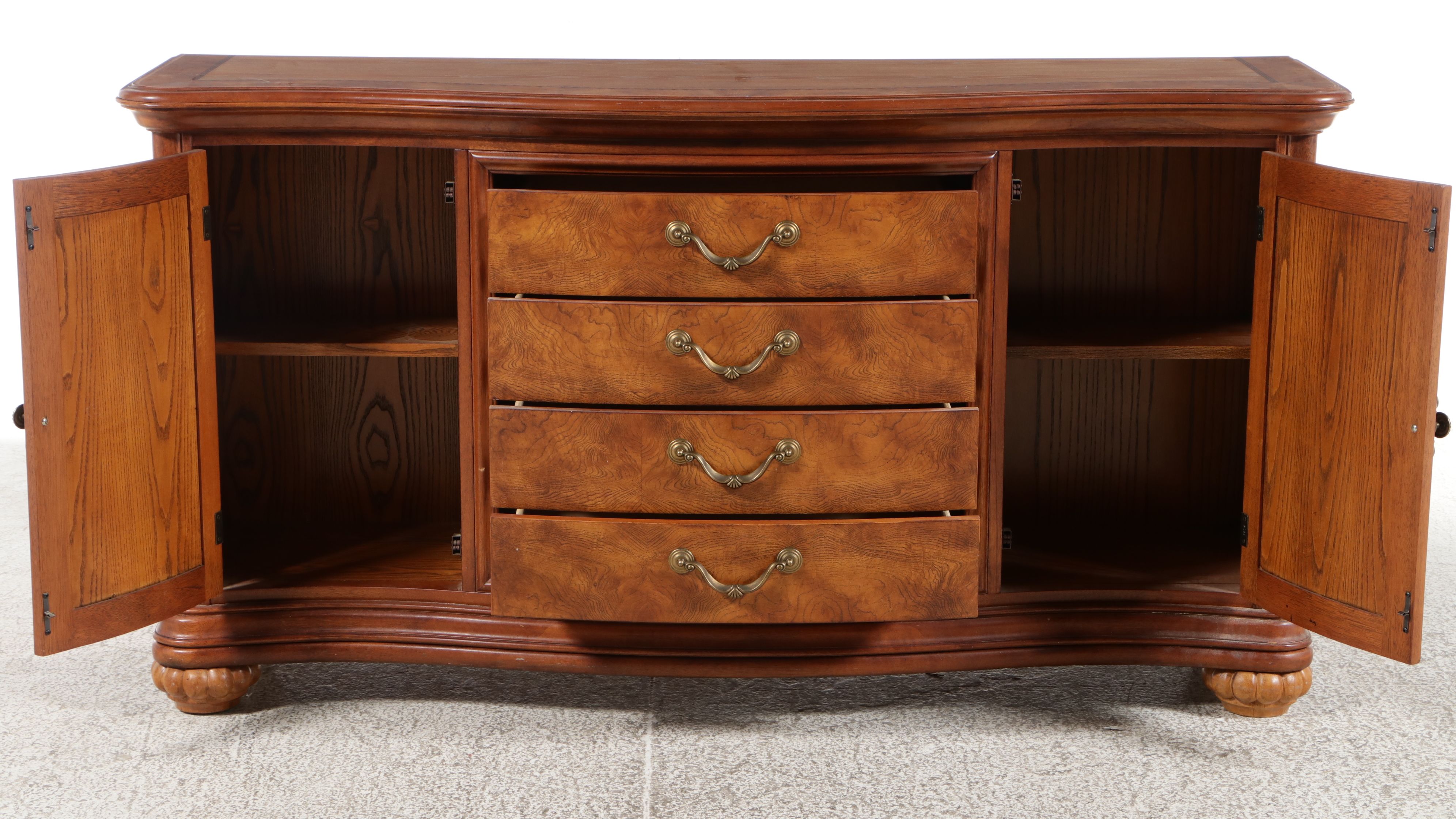 Mediterranean Revival Burled Serpentine Sideboard