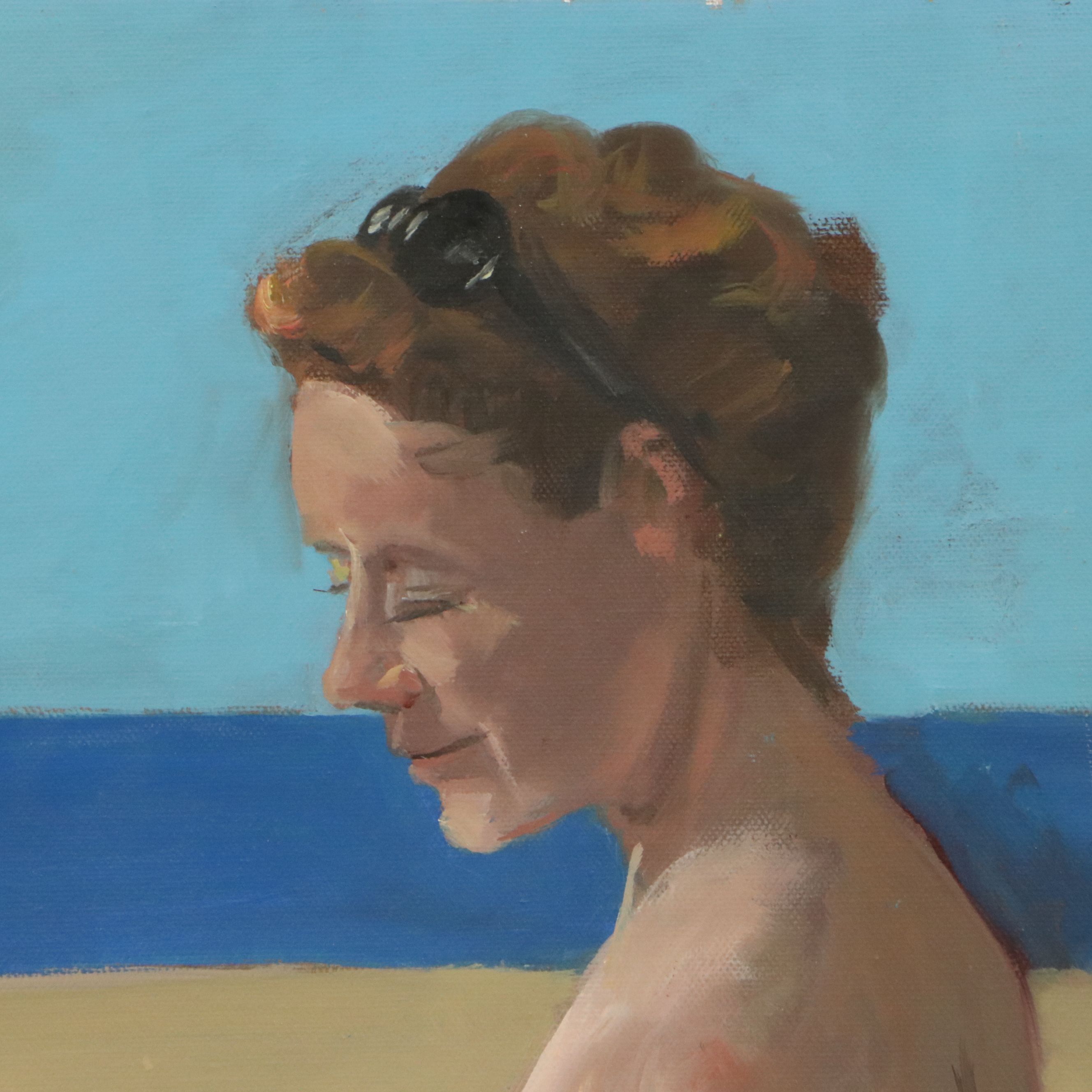 Larry Griggs Oil Painting of Seated Female Nude