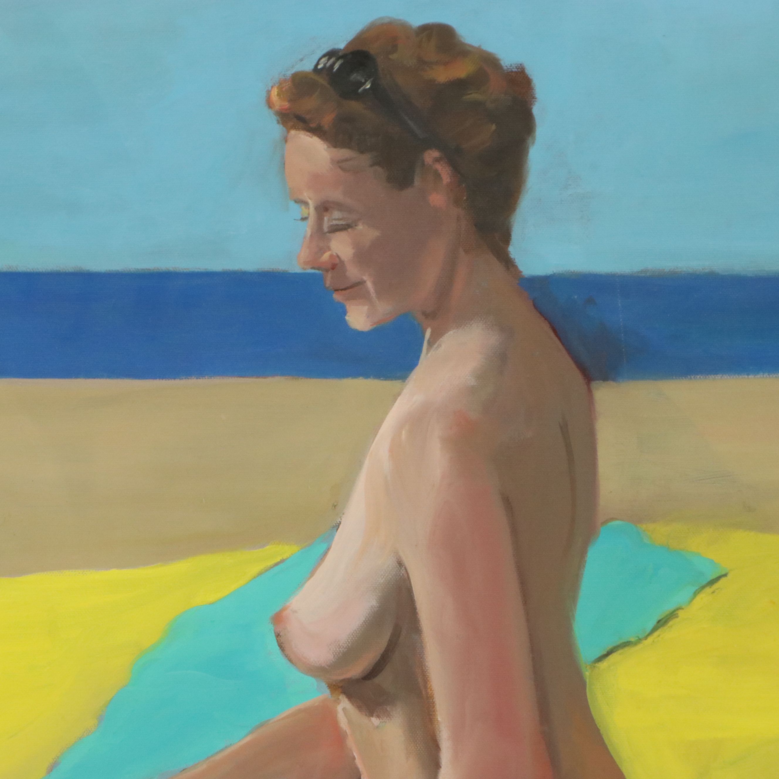 Larry Griggs Oil Painting of Seated Female Nude
