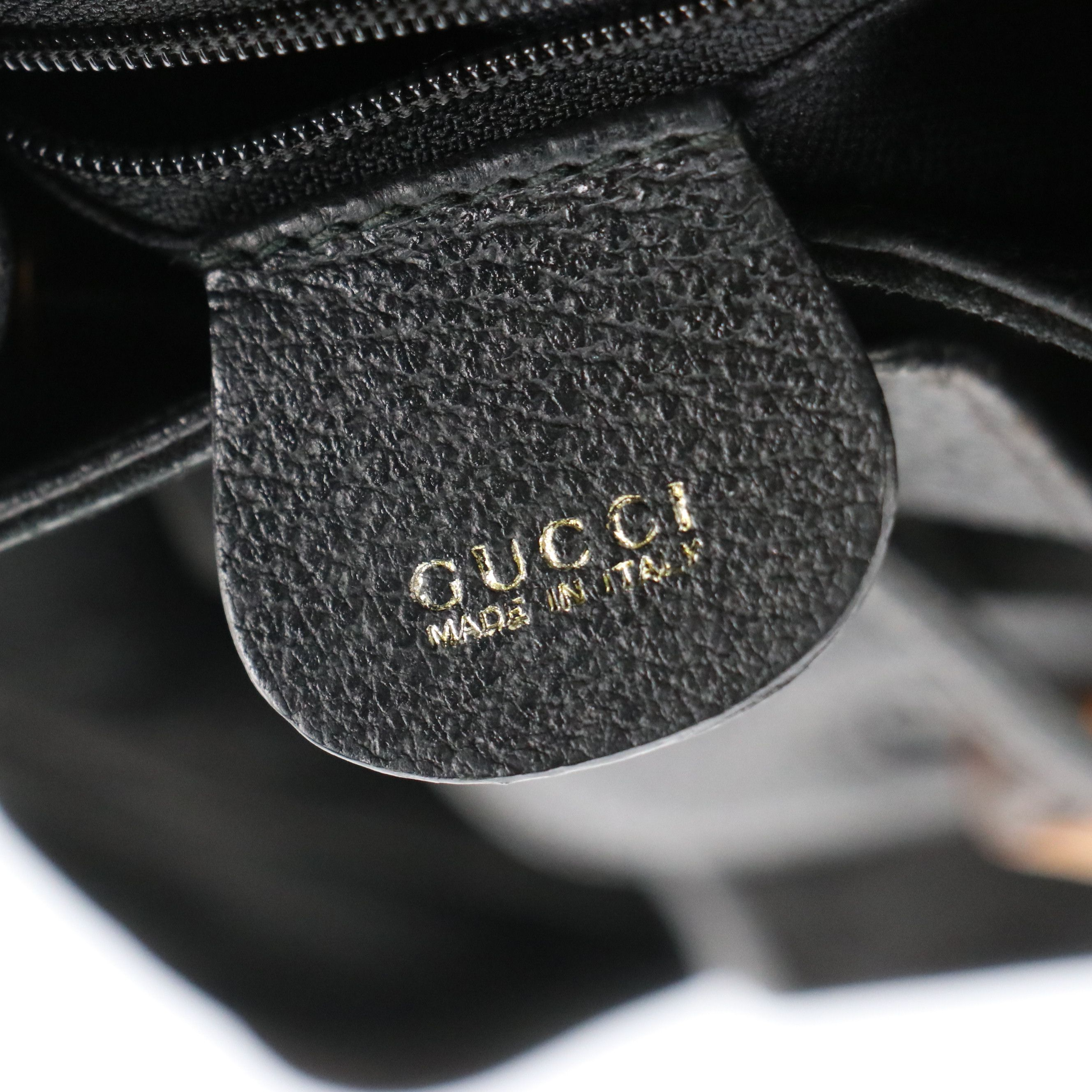 Gucci Small Bamboo Handle Drawstring Backpack in Black Suede and Leather