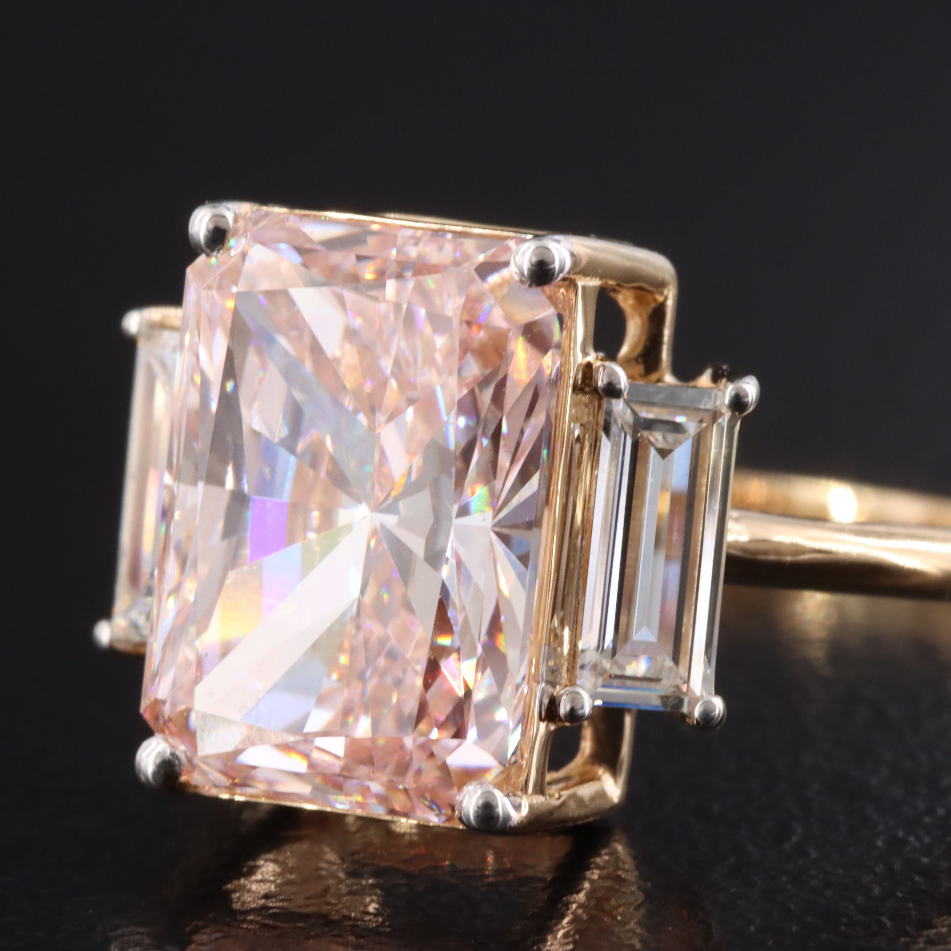 18K 4.49 CTW Lab Grown Diamond Ring with Fancy Vivid Pink Center and IGI Report
