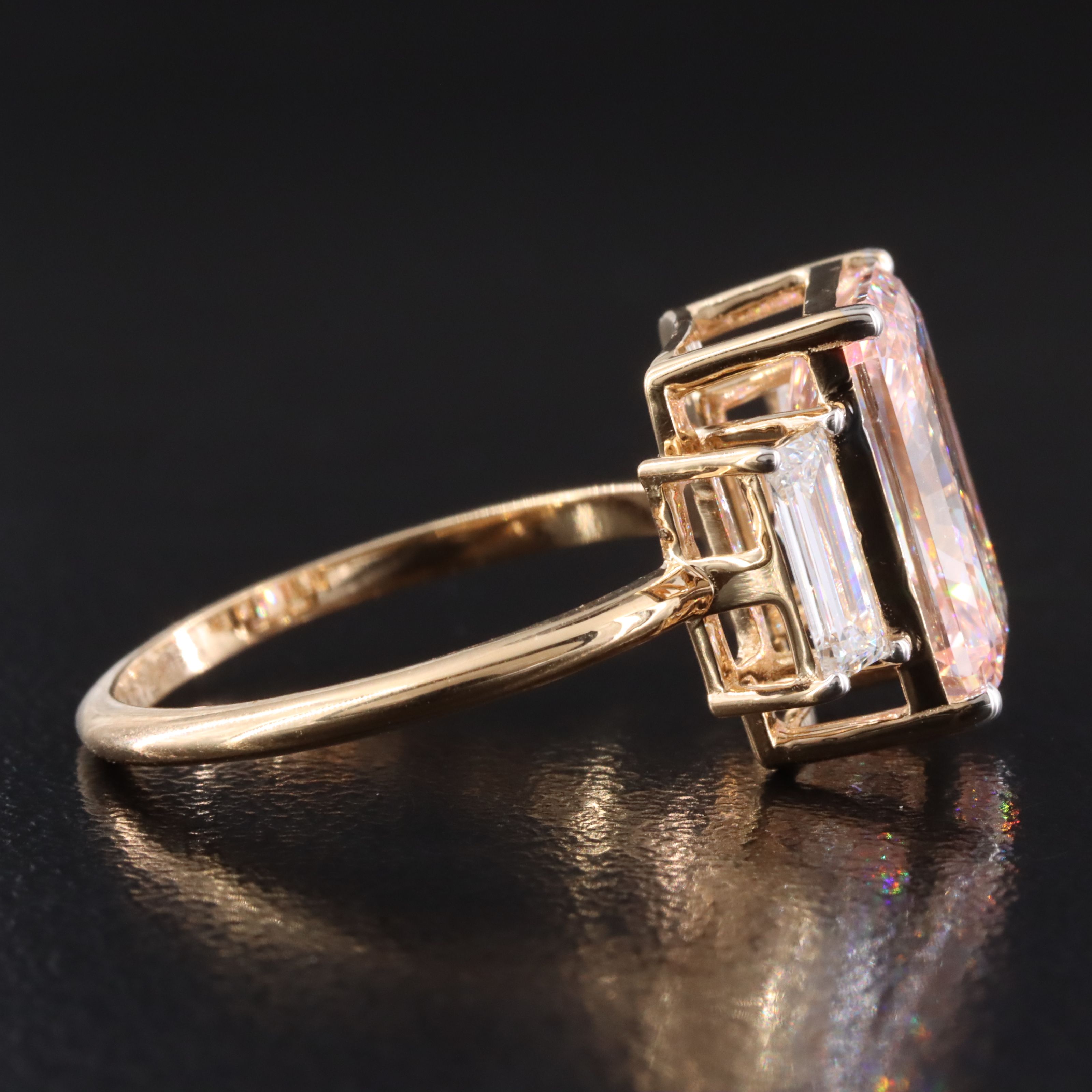 18K 4.49 CTW Lab Grown Diamond Ring with Fancy Vivid Pink Center and IGI Report