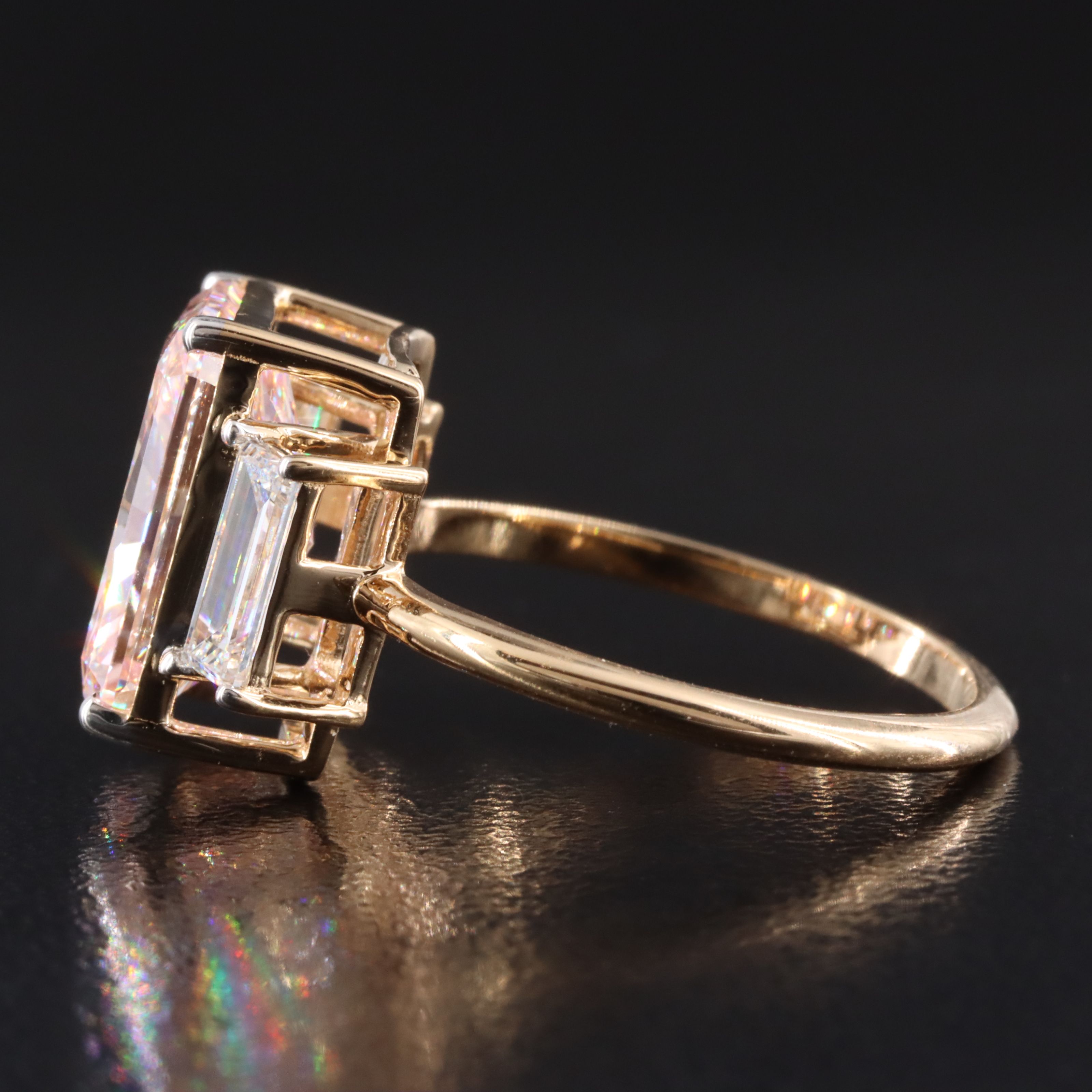 18K 4.49 CTW Lab Grown Diamond Ring with Fancy Vivid Pink Center and IGI Report