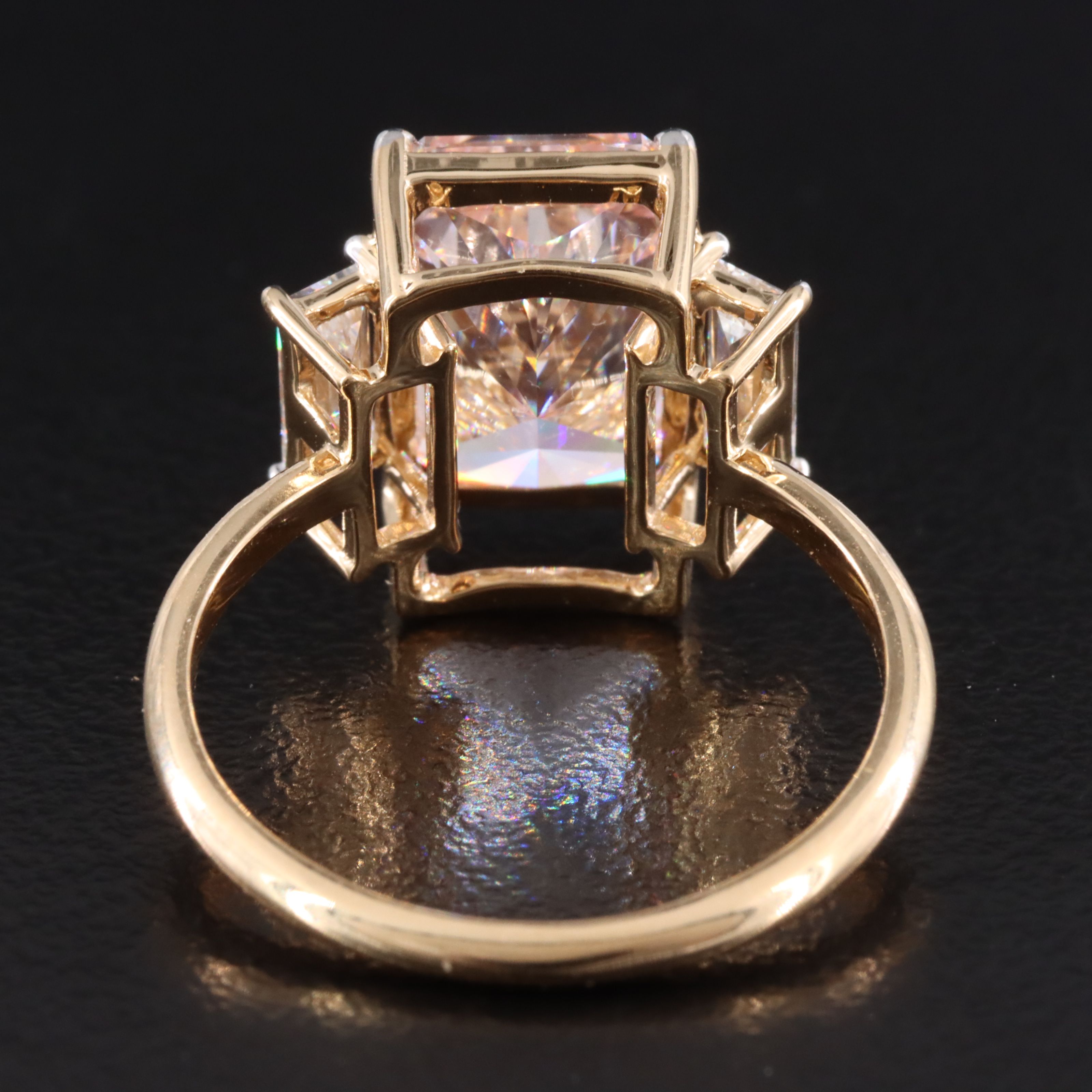 18K 4.49 CTW Lab Grown Diamond Ring with Fancy Vivid Pink Center and IGI Report