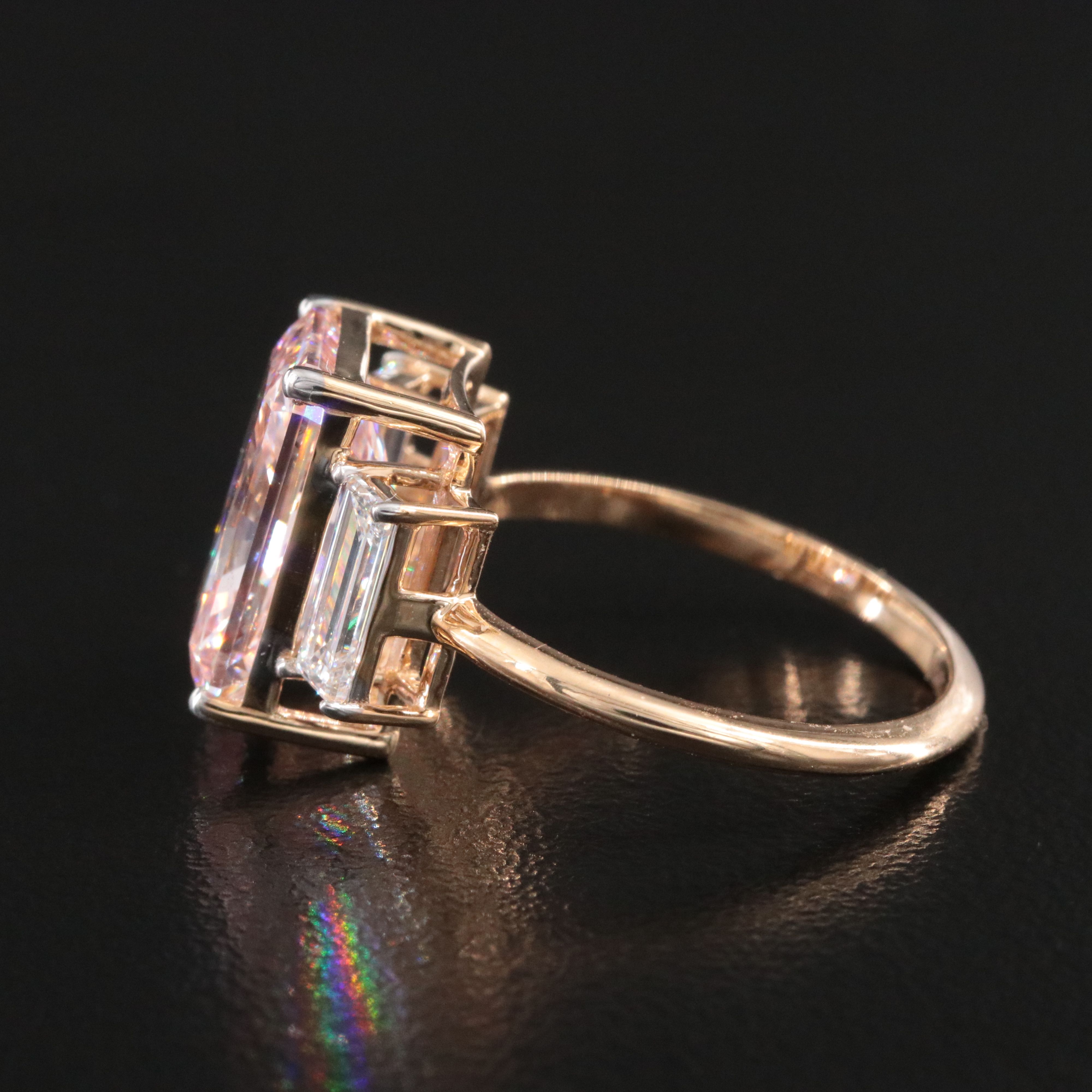 18K 4.51 CTW Lab Grown Diamond Ring with Fancy Intense Pink Center & IGI Report