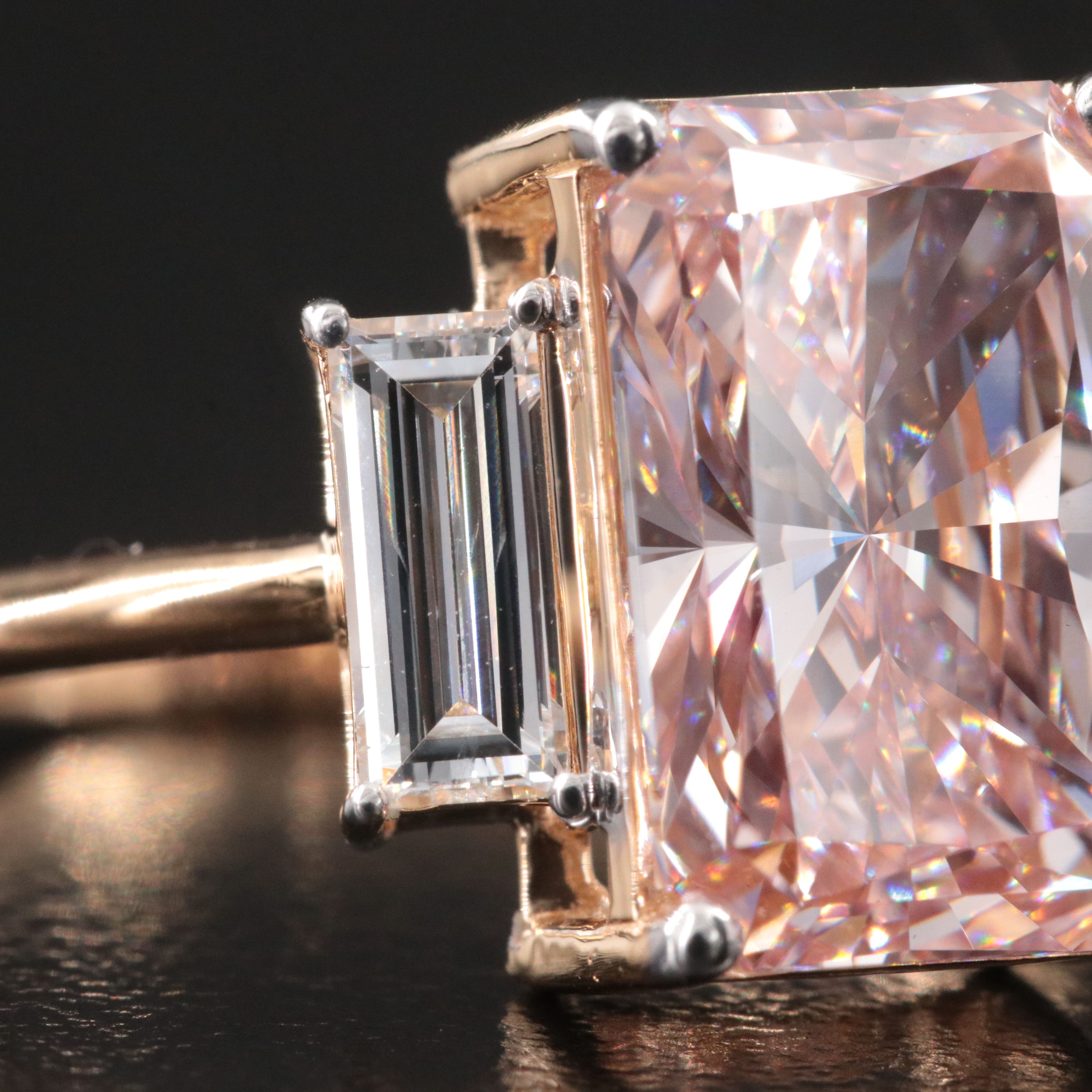 18K 4.51 CTW Lab Grown Diamond Ring with Fancy Intense Pink Center & IGI Report