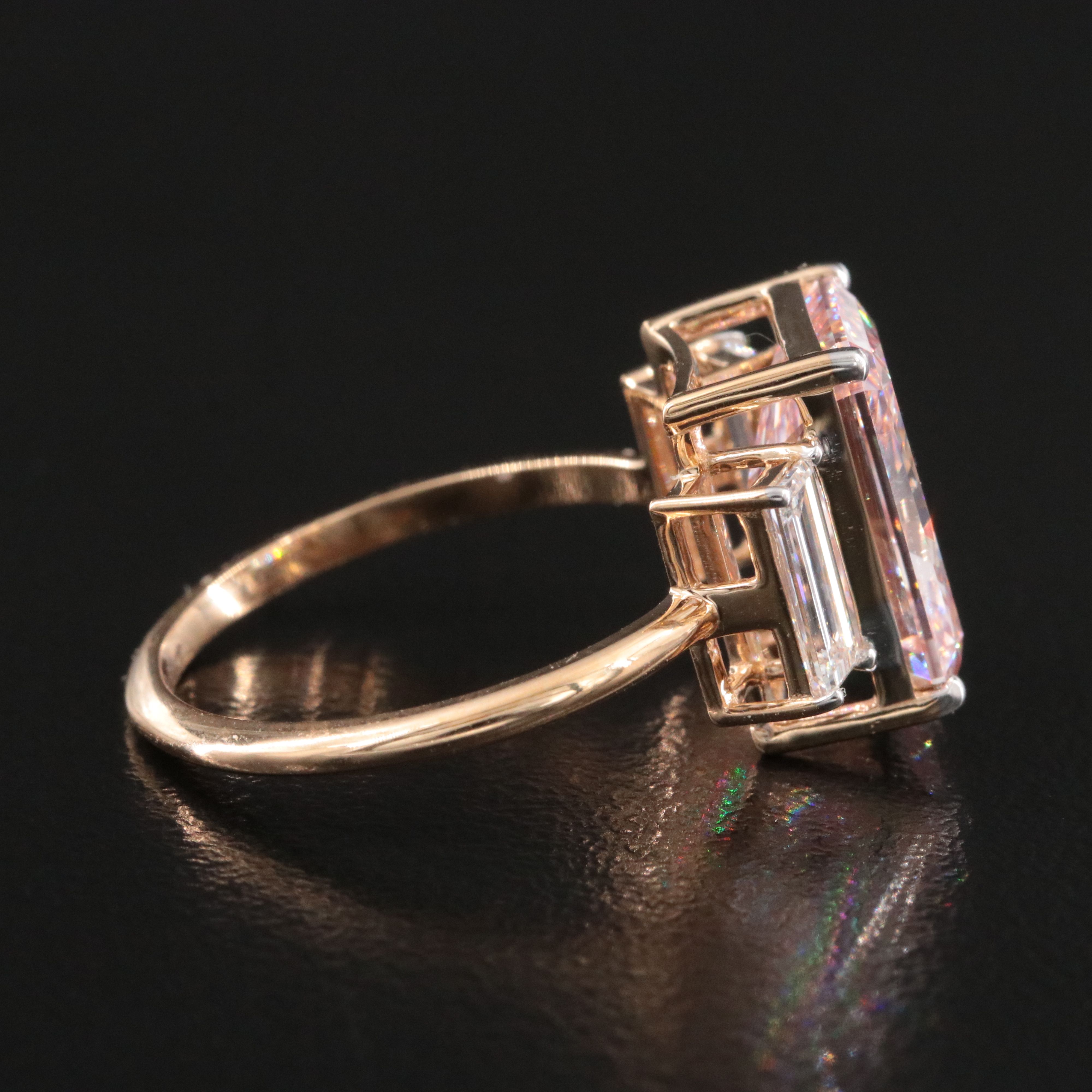 18K 4.51 CTW Lab Grown Diamond Ring with Fancy Intense Pink Center & IGI Report