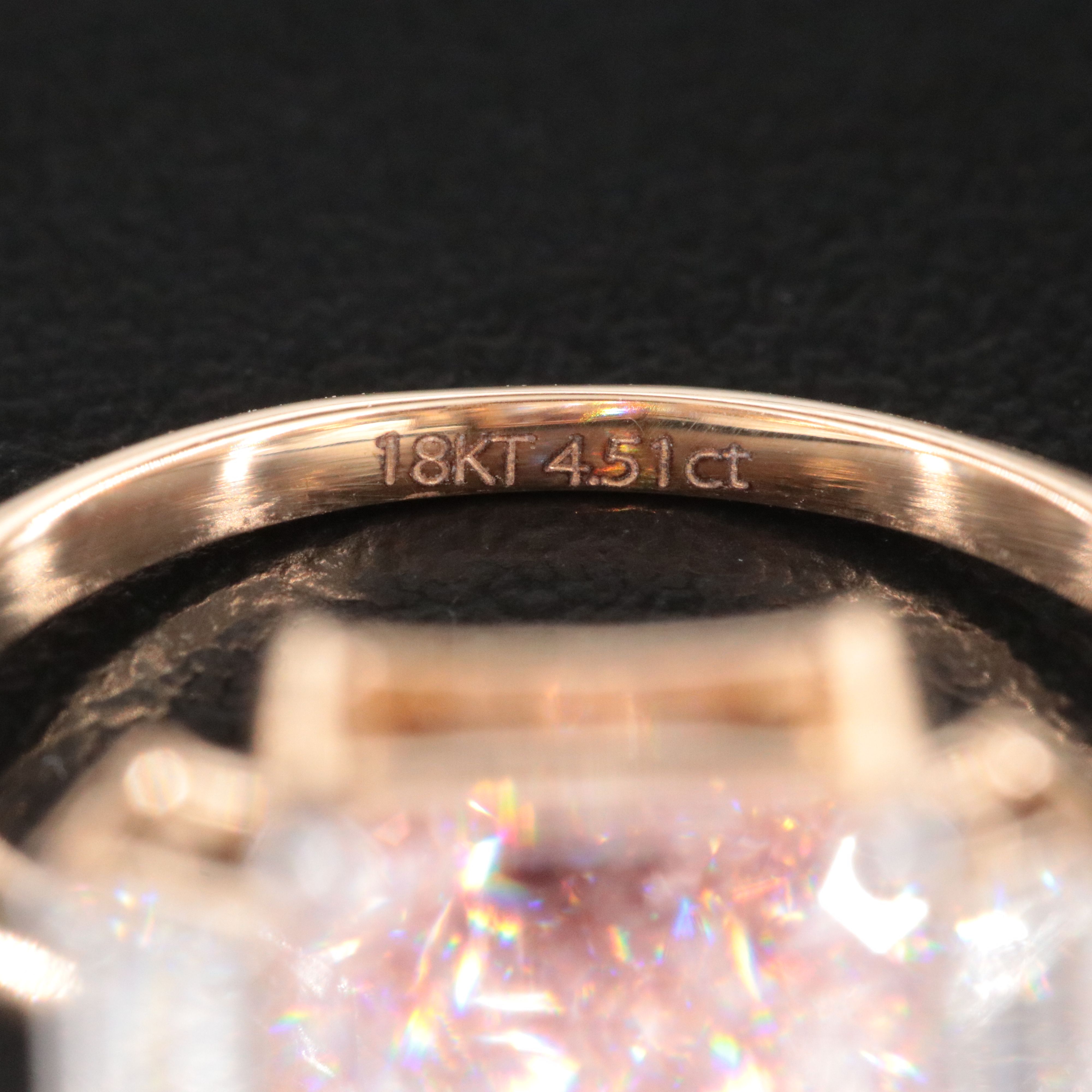 18K 4.51 CTW Lab Grown Diamond Ring with Fancy Intense Pink Center & IGI Report