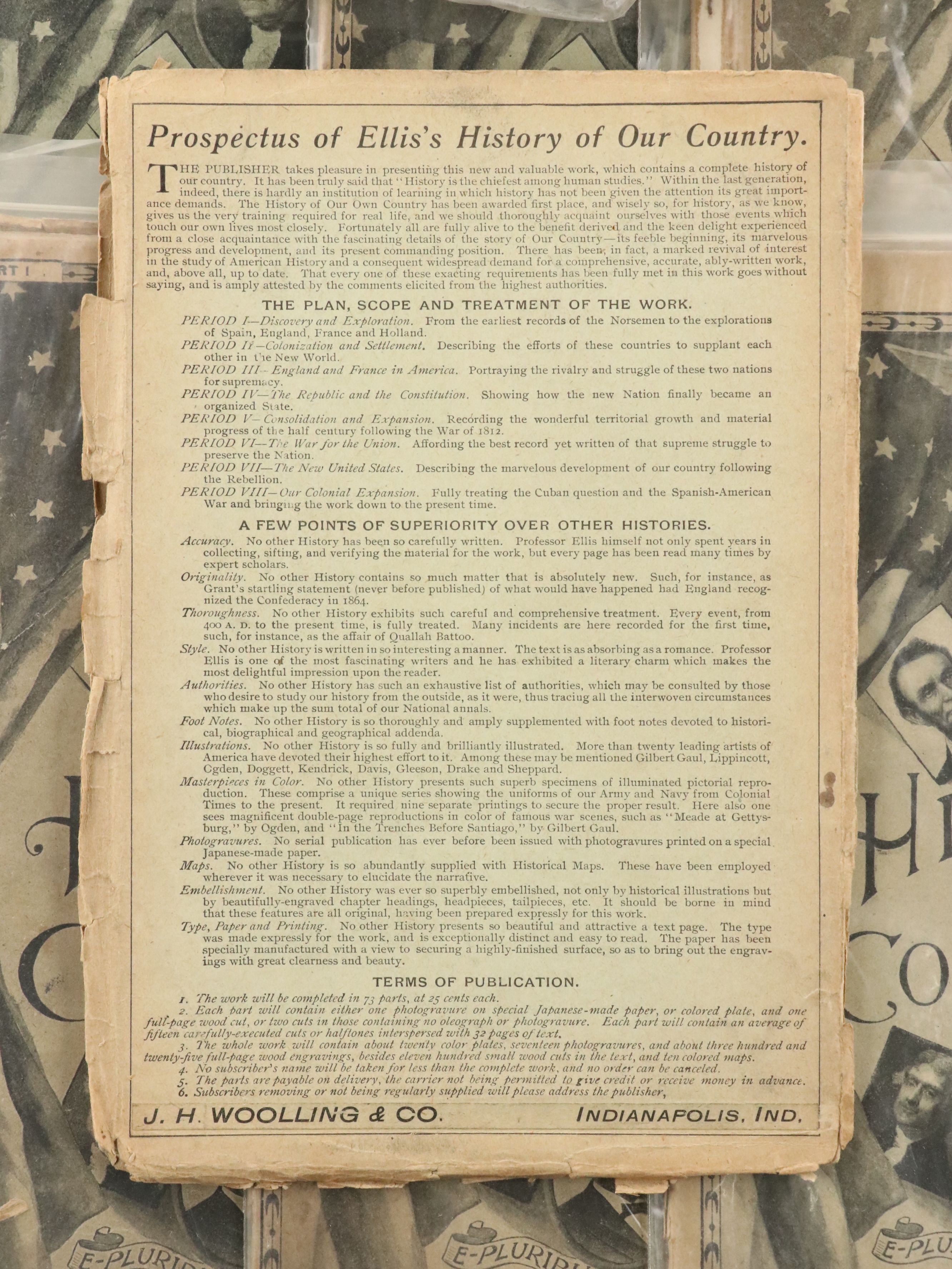 "Prospectus of Ellis's History of Our Country" Antique American History Booklets