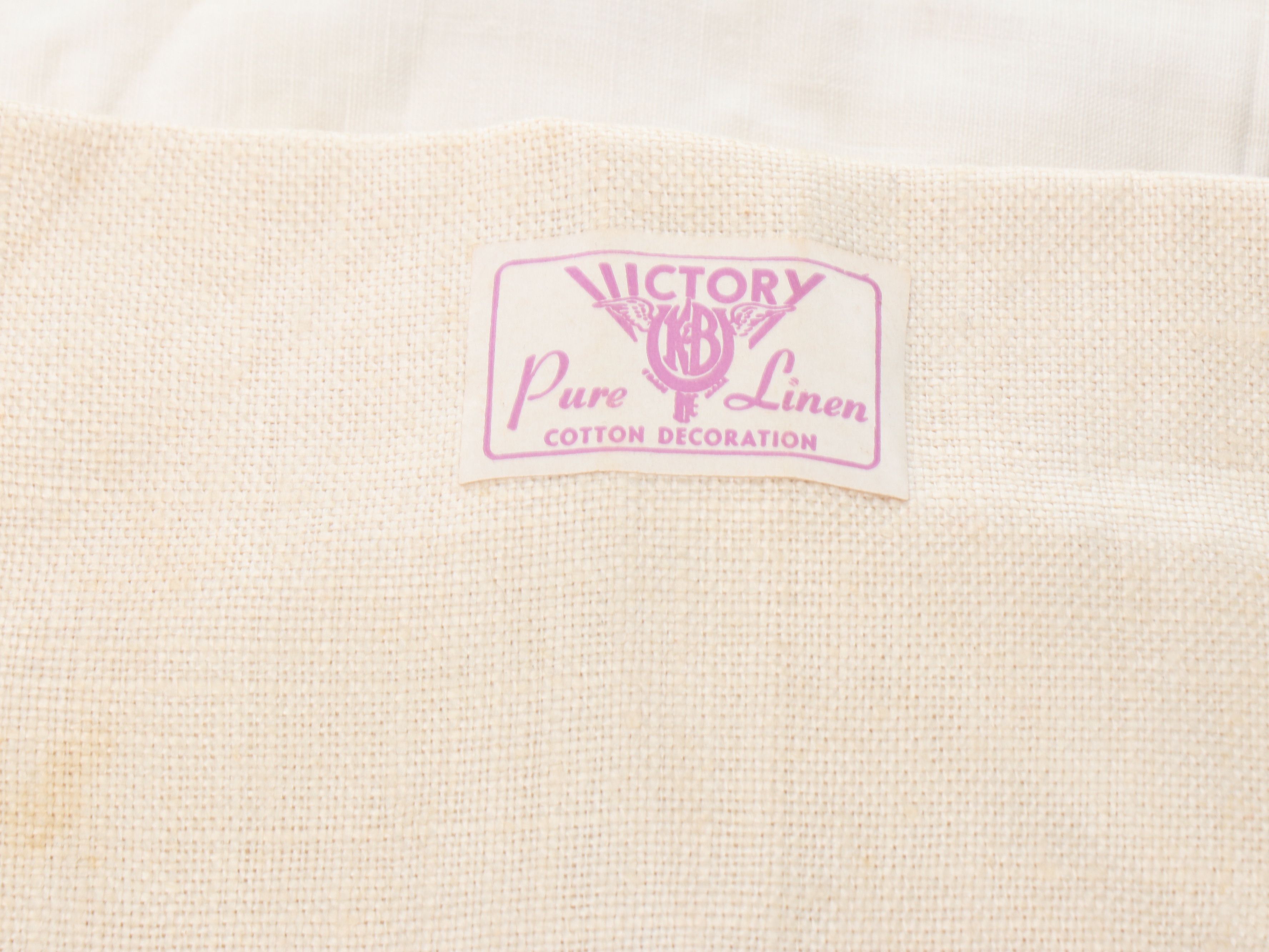 Victory Pure Linen and Hand-Embroidered Textile Lot, Mid-20th Century