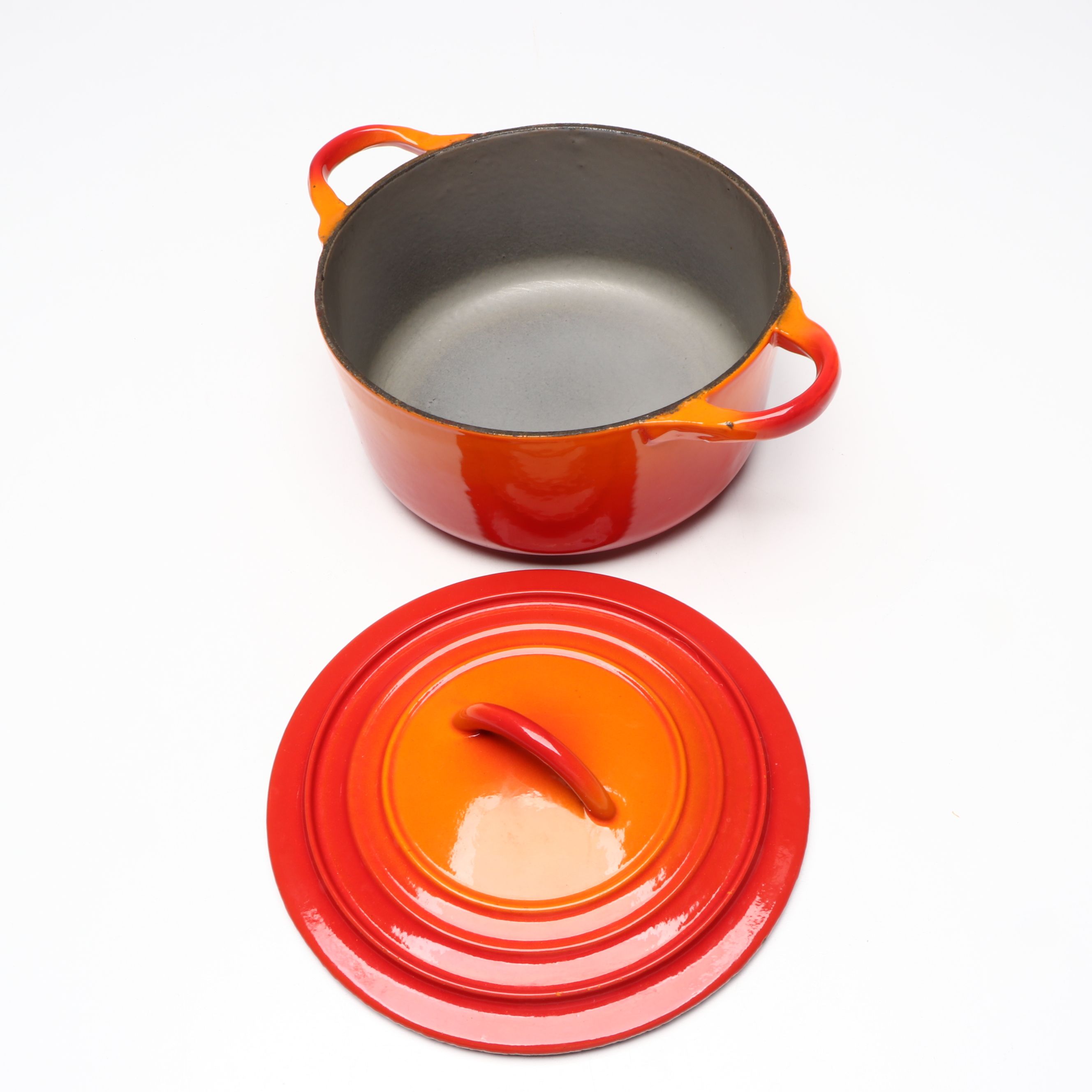 Le Creuset "Flame" Round Oven and Saucepan and Similar Dutch Oven