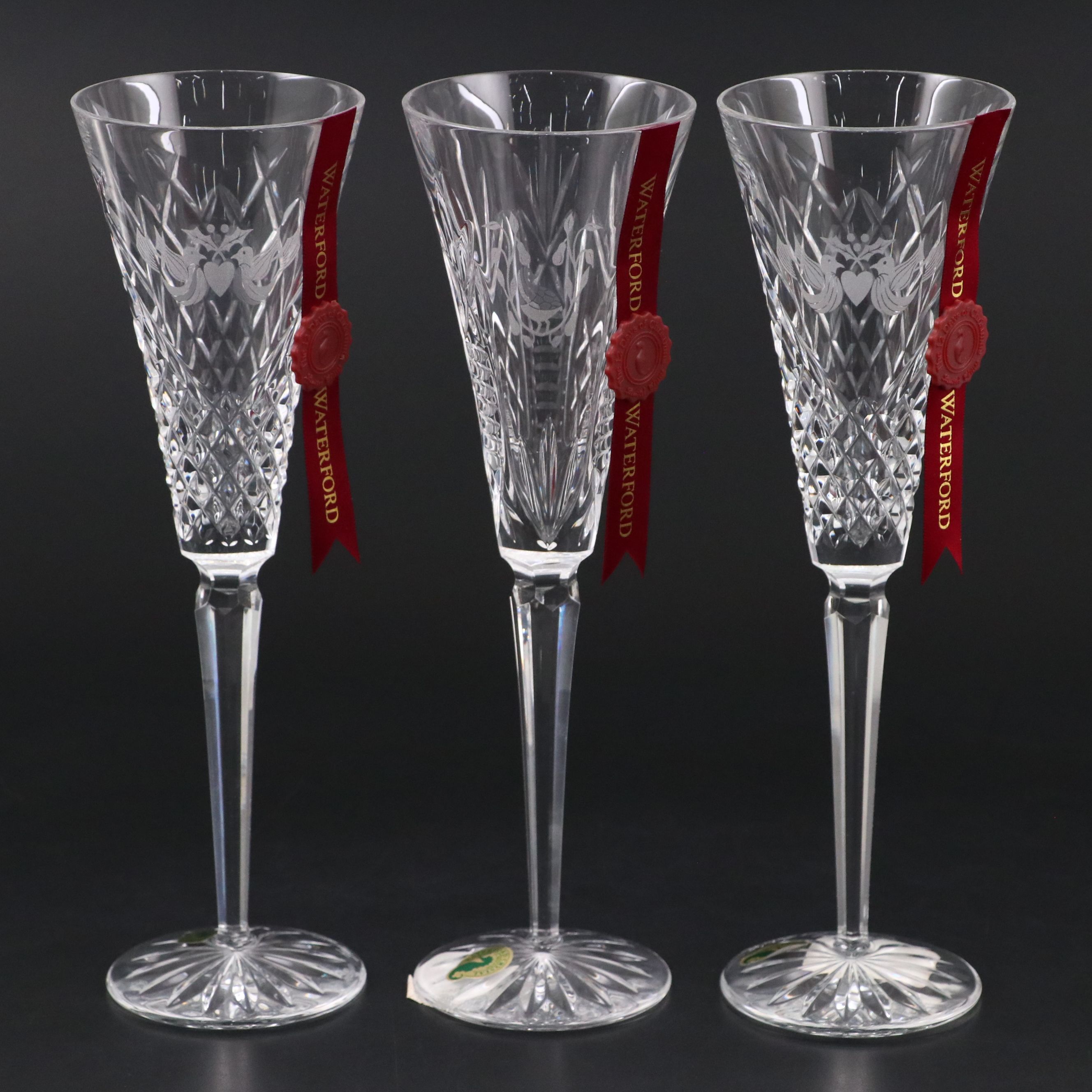 Limited Edition Waterford "12 Days of Christmas" Crystal Champagne Flutes