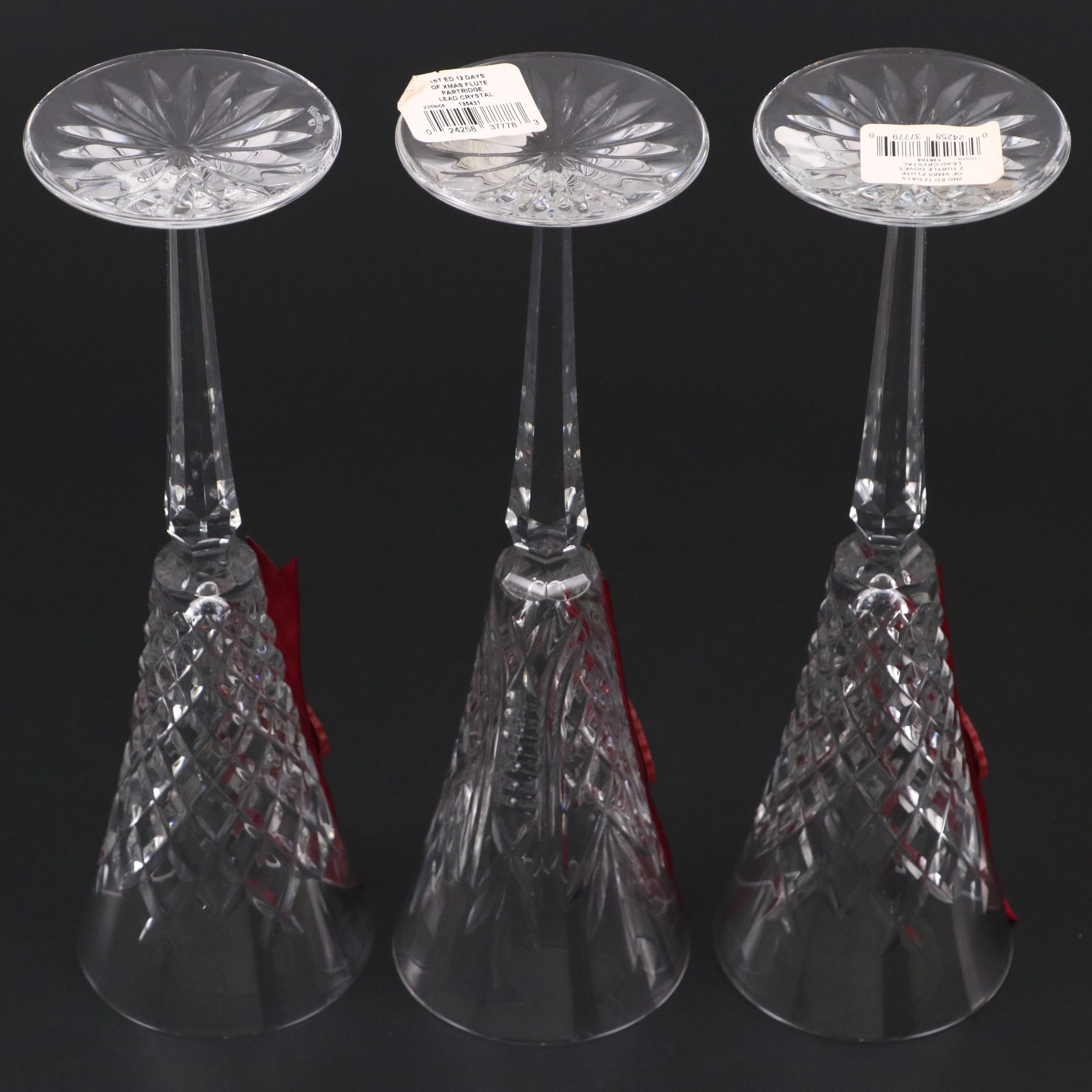 Limited Edition Waterford "12 Days of Christmas" Crystal Champagne Flutes