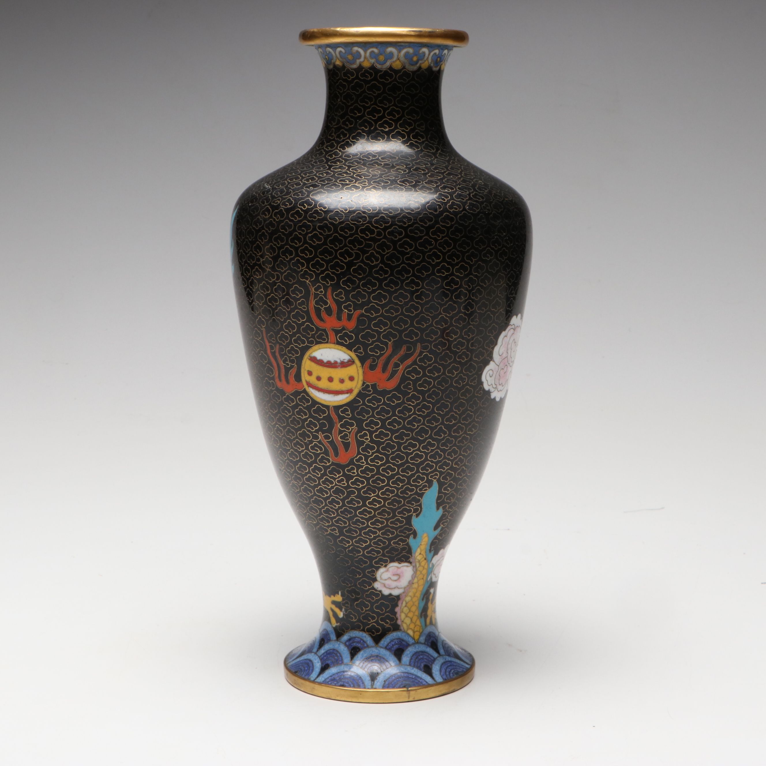 Chinese Yellow Dragon Cloisonné Vase