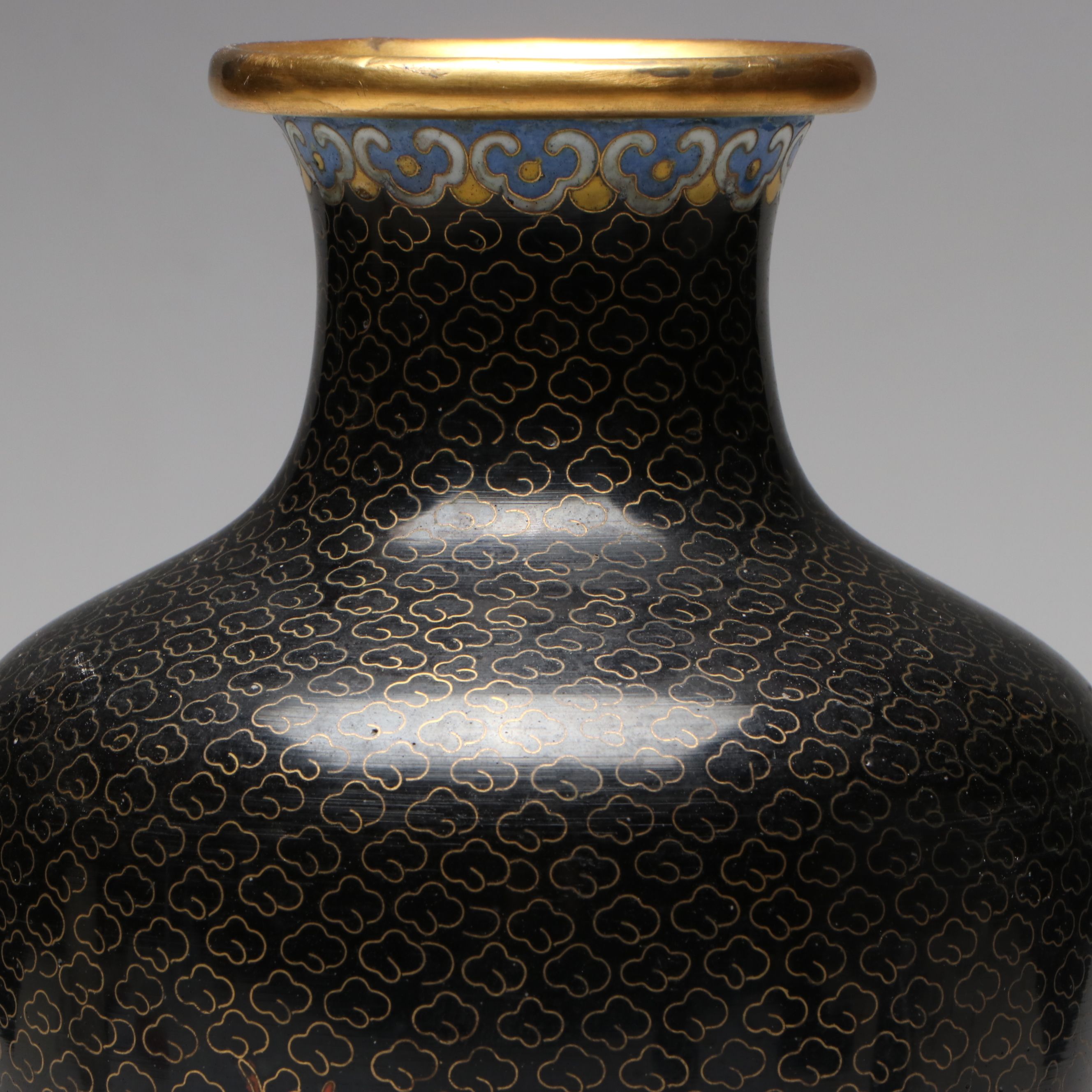 Chinese Yellow Dragon Cloisonné Vase