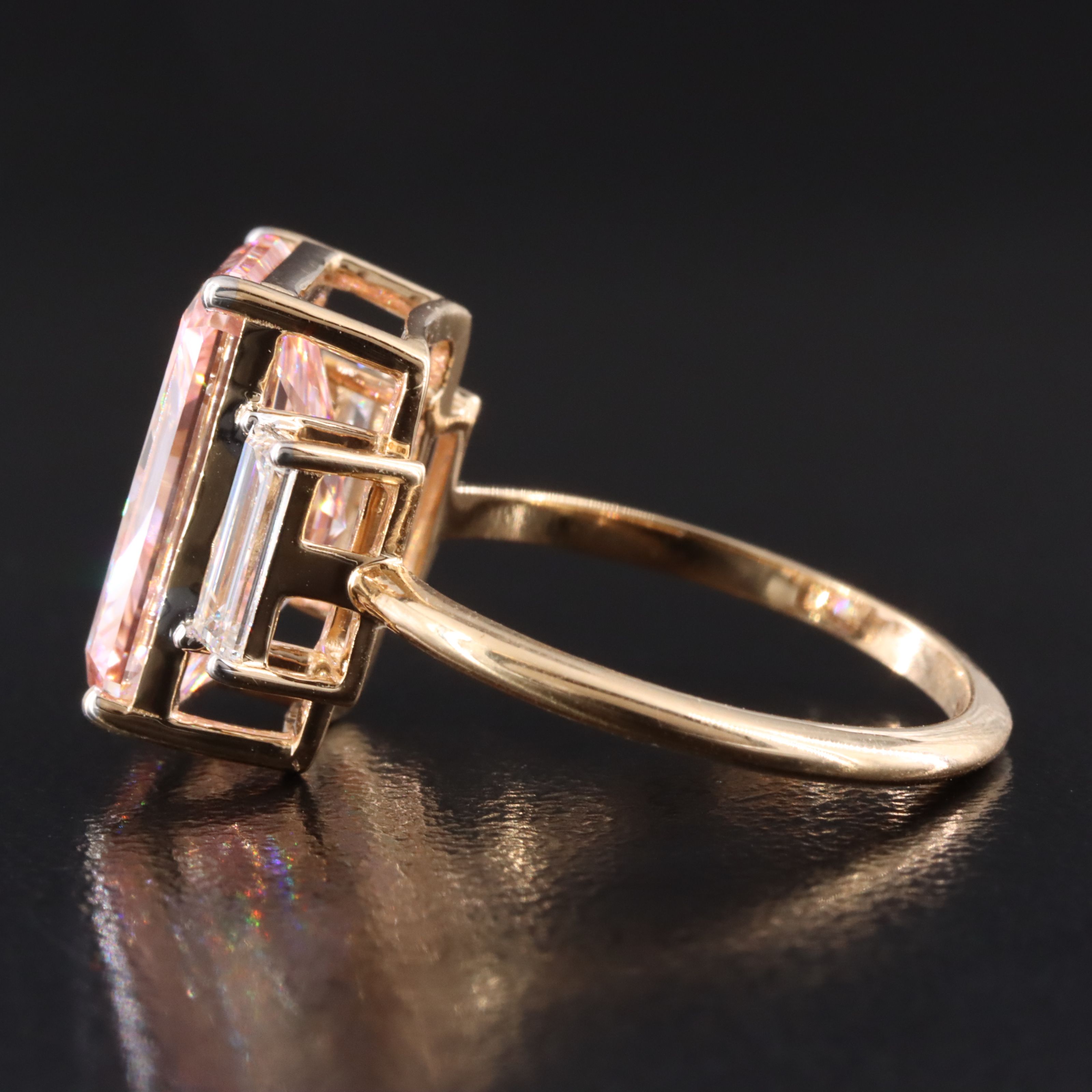 18K 5.50 CTW Lab Grown Diamond Ring with Fancy Vivid Pink Center and IGI Report