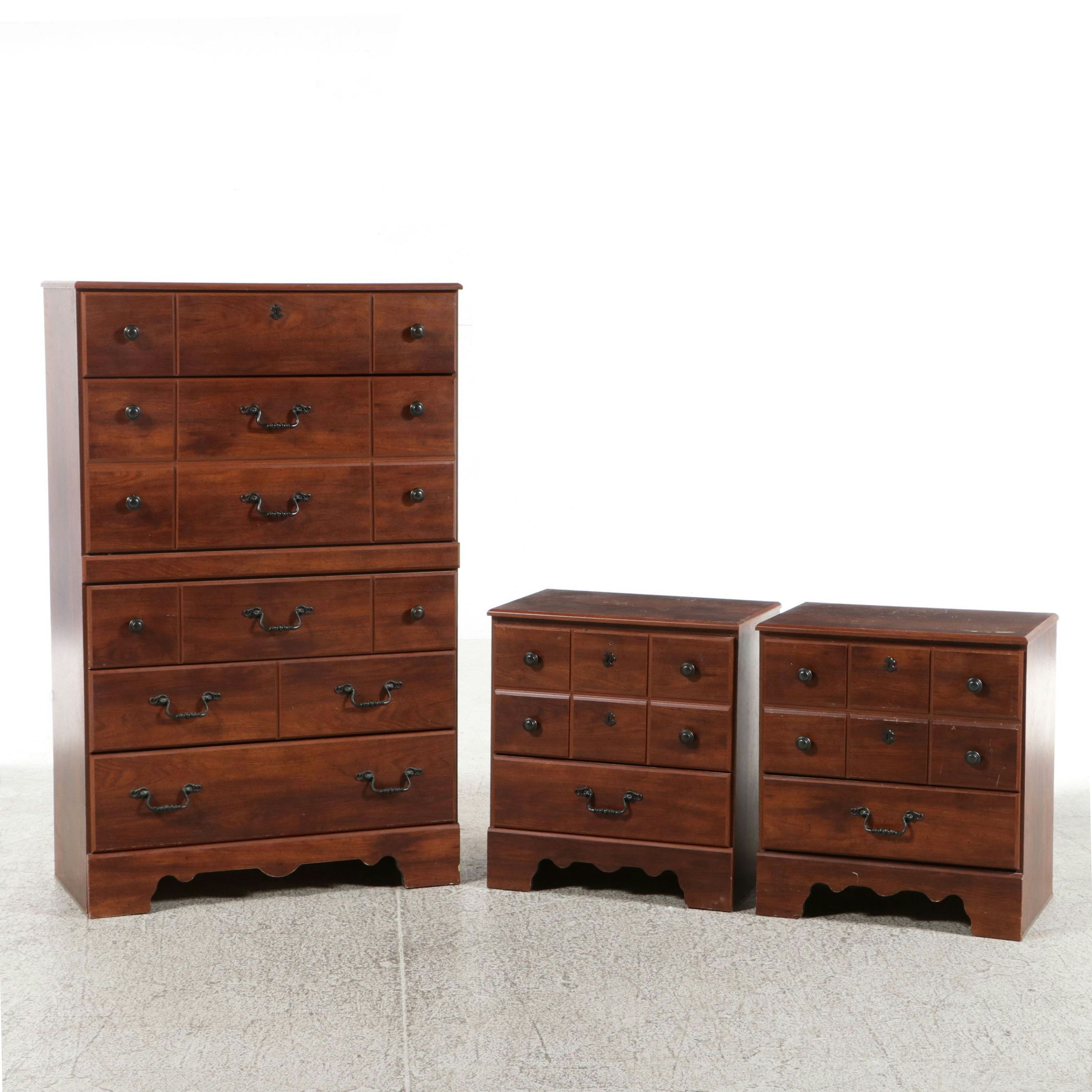 Timberline Cherry Finish "Ashworth" Tall Chest and Nightstands