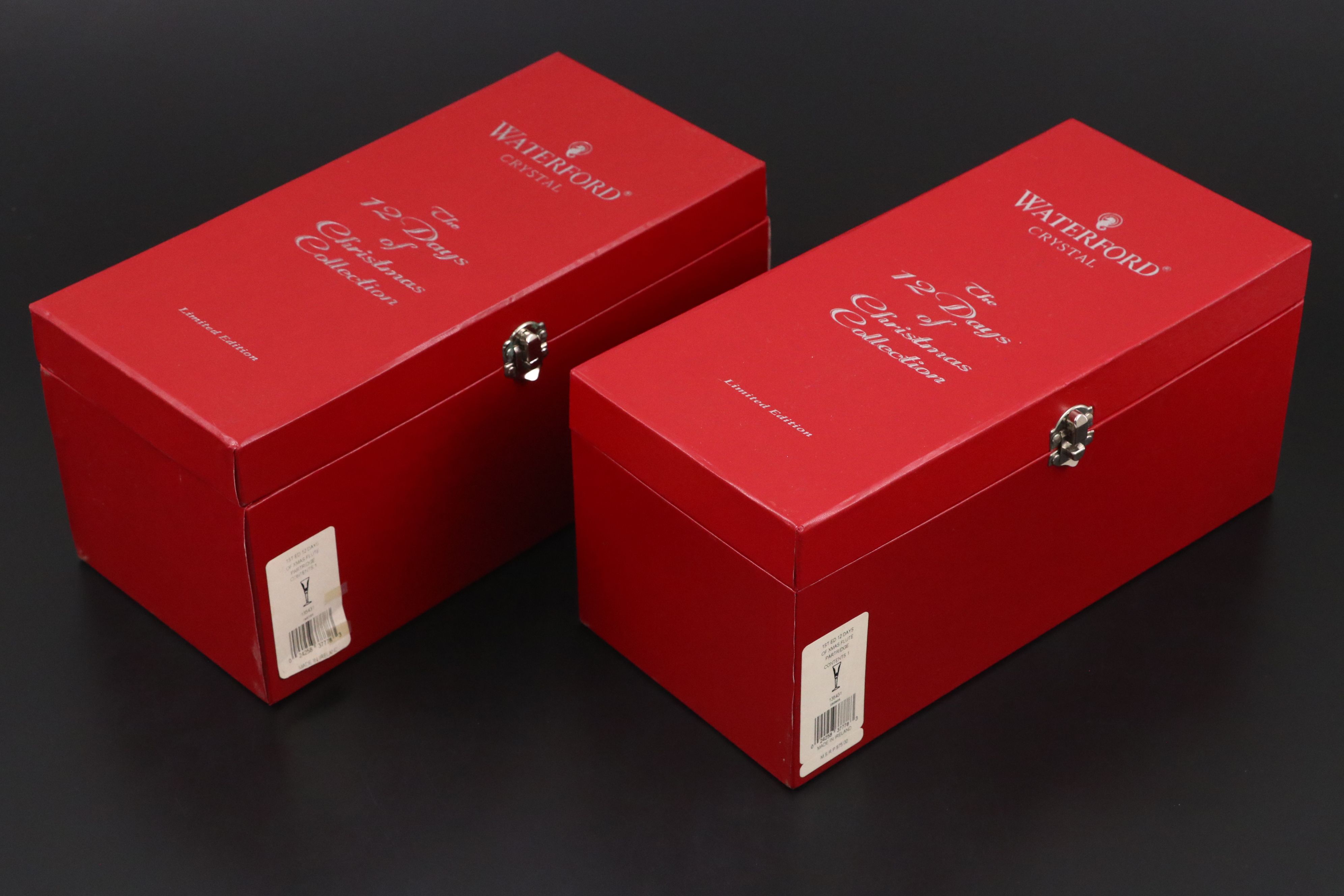 Limited Edition Waterford "12 Days of Christmas" Crystal Champagne Flutes