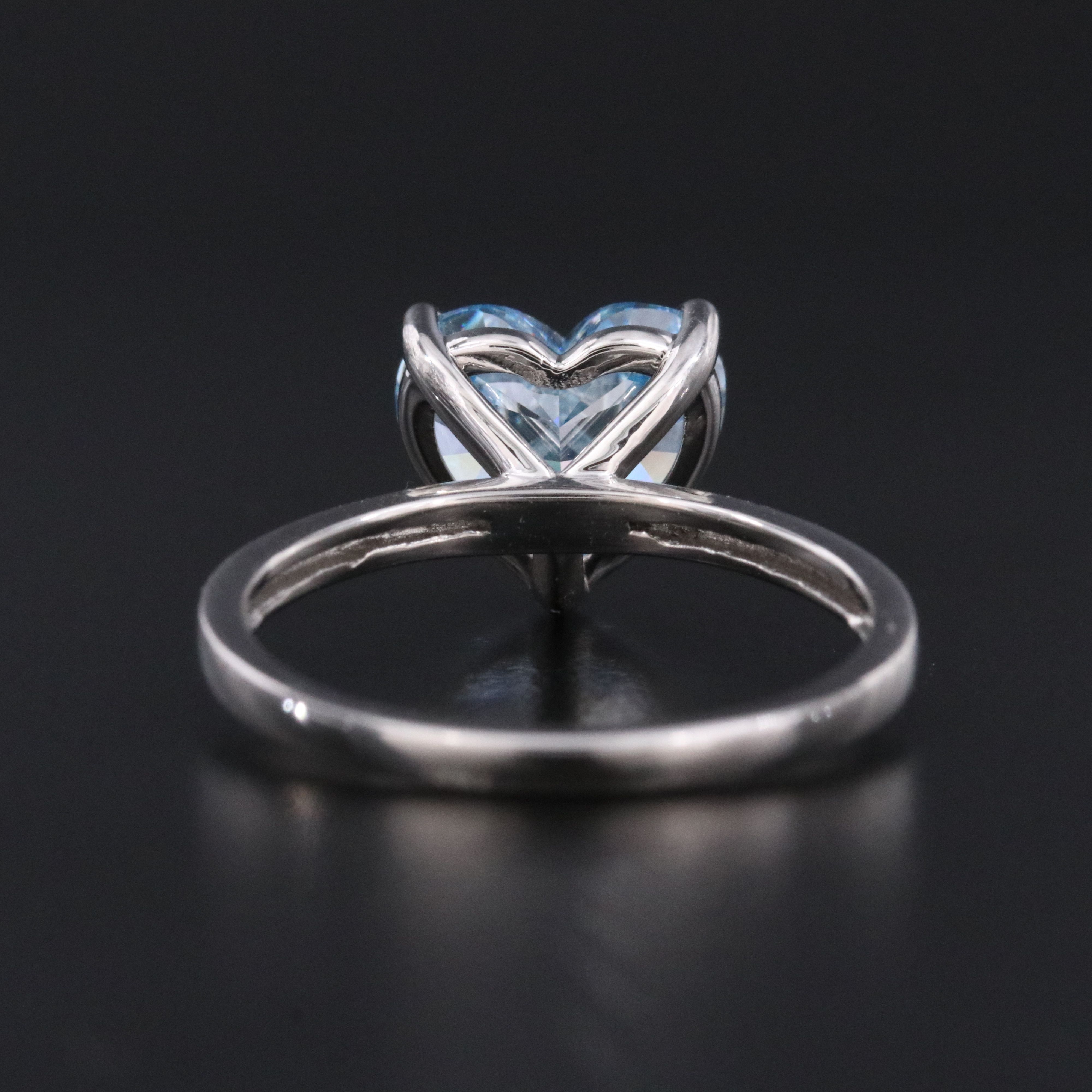 Platinum 3.04 CT Lab Grown Fancy Vivid Blue Diamond Ring with IGI Report