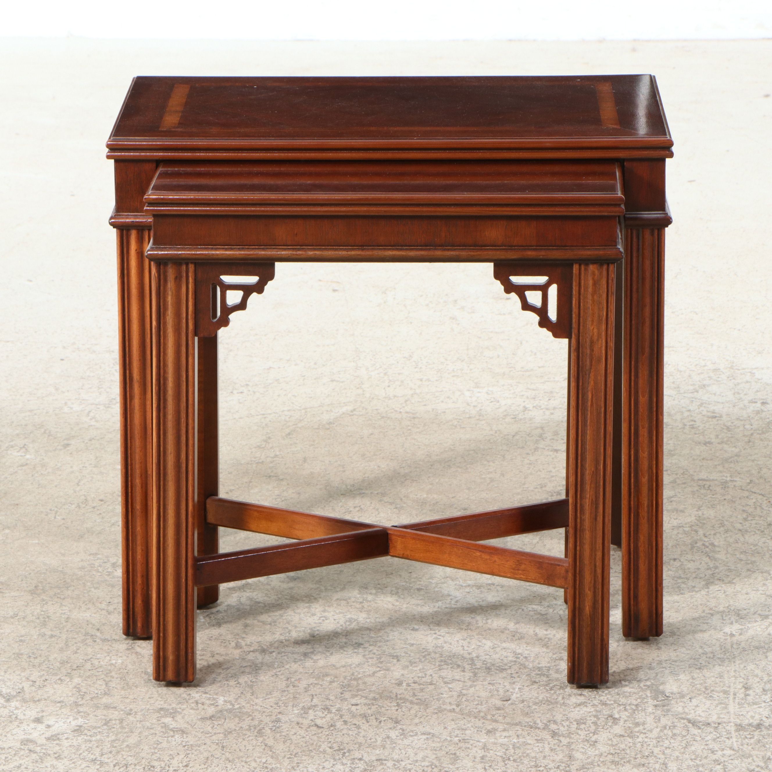 Lane Chinese Chippendale Style Mahogany Nesting Tables
