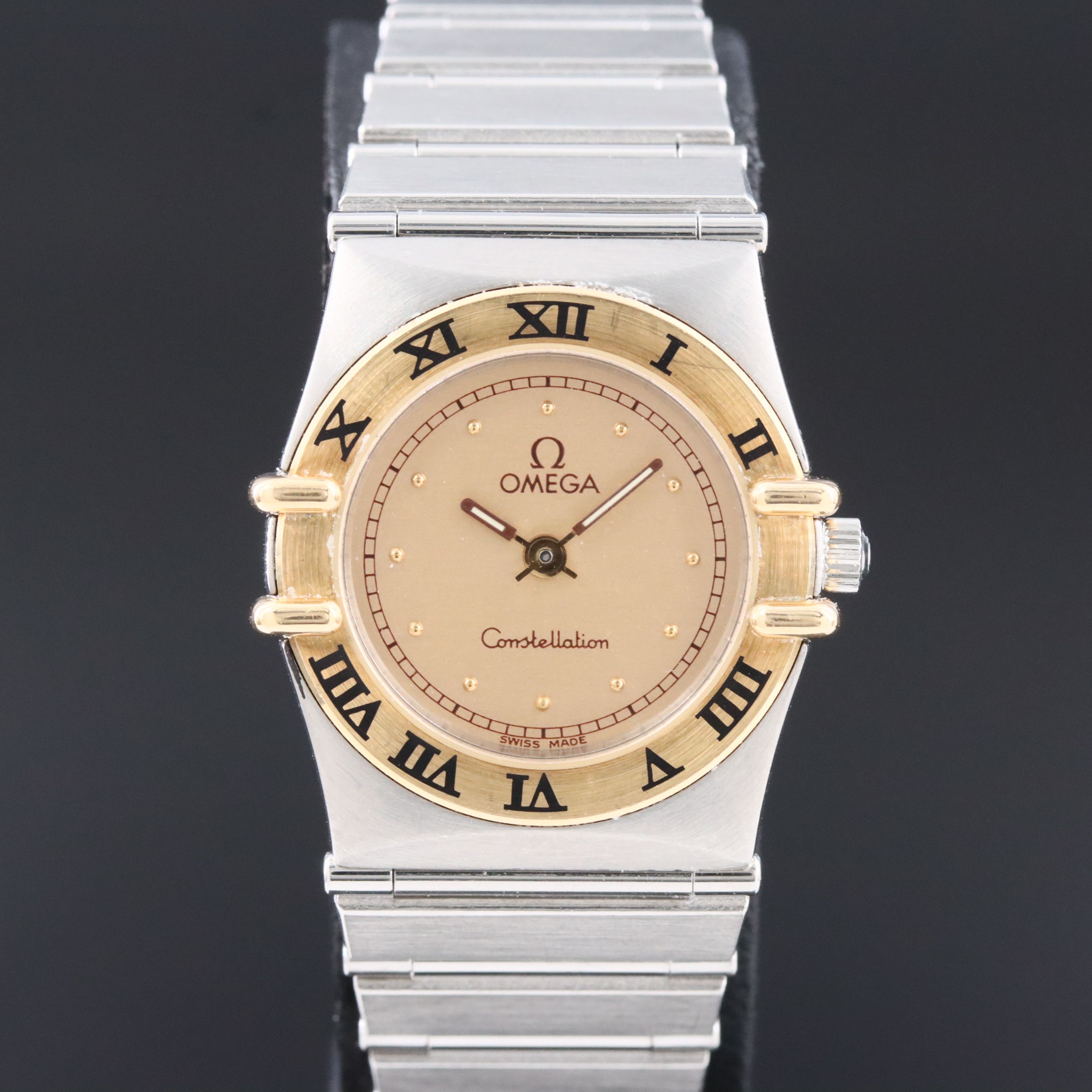 Omega Constellation "Manhattan" 18K and Stainless Steel Mini Watch # 795-1080