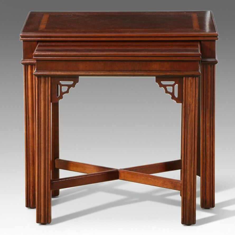 Lane Chinese Chippendale Style Mahogany Nesting Tables