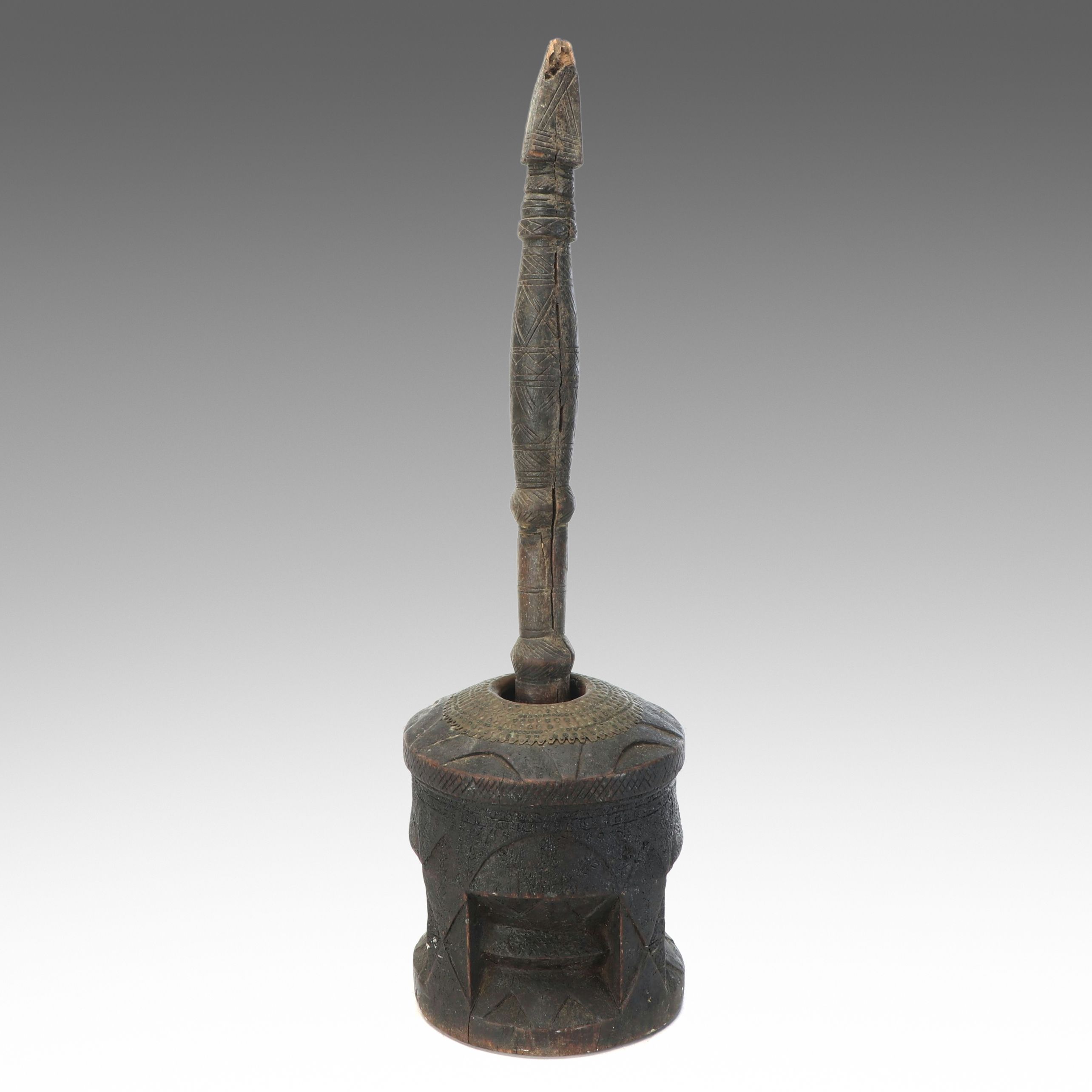 North African "Mihbaj" Hand-Carved Wood Coffee Grinder