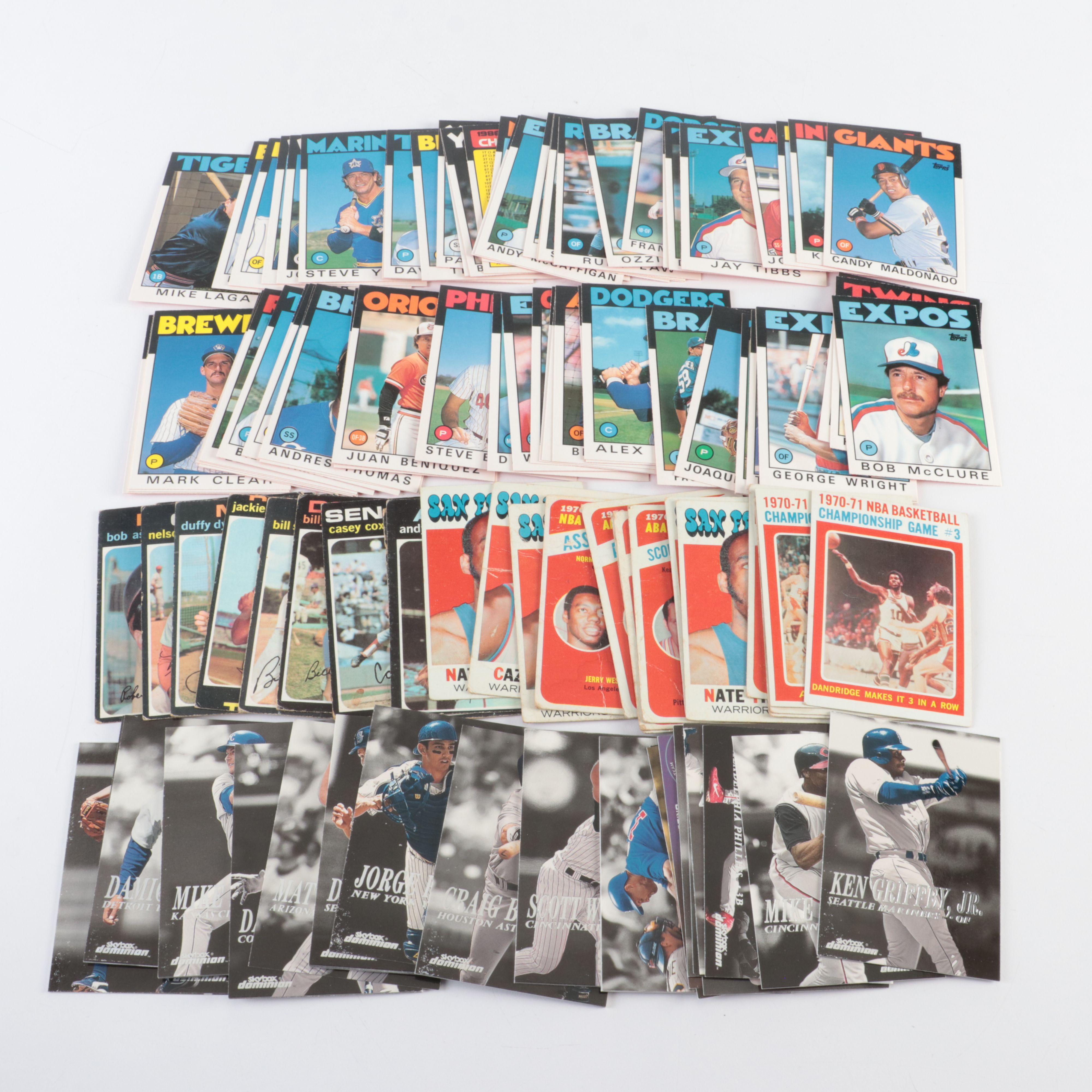 Large Group of Baseball, Basketball, Hockey, and Football Cards, 1968 to 2006