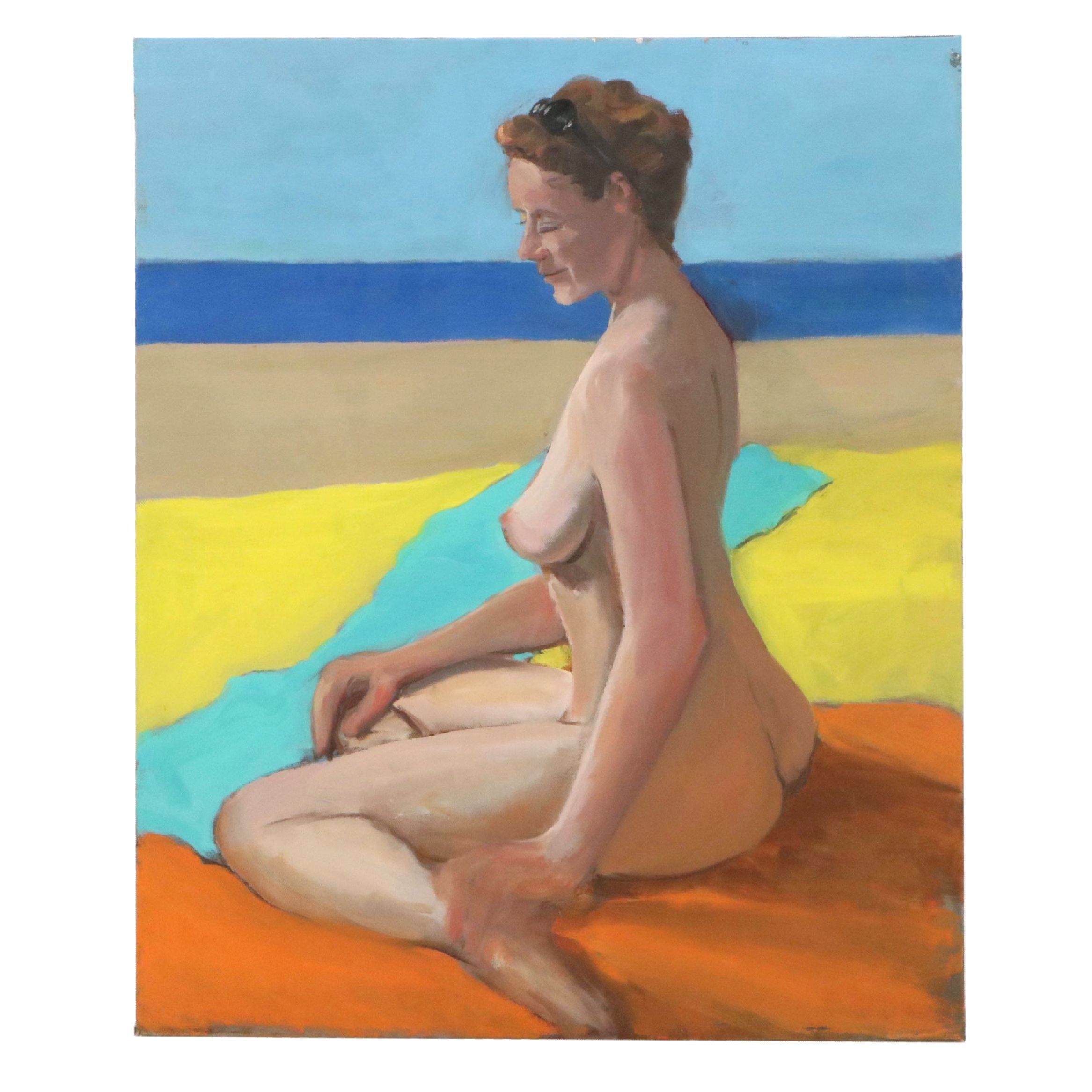 Larry Griggs Oil Painting of Seated Female Nude