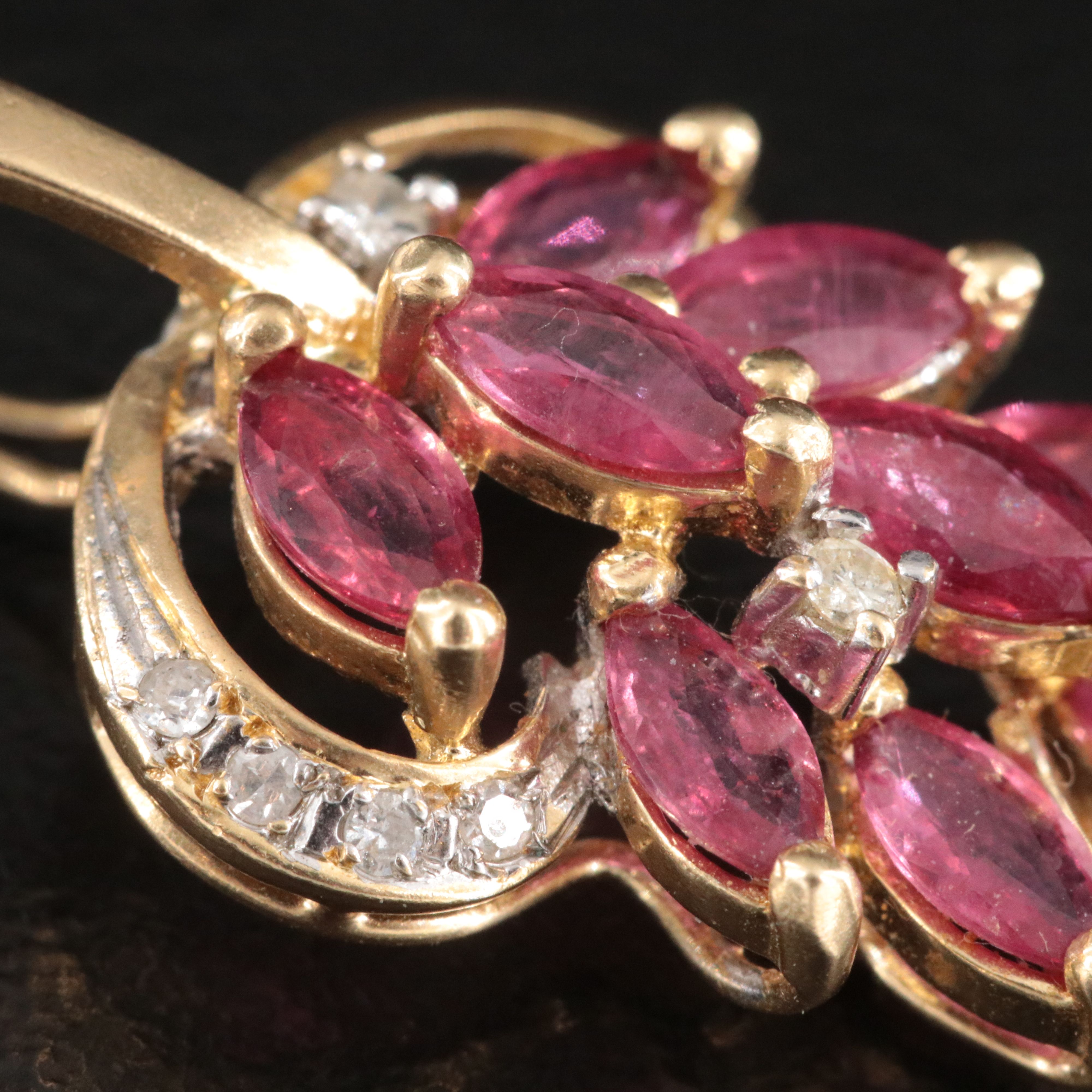 14K Ruby and Diamond Enhancer Pendant