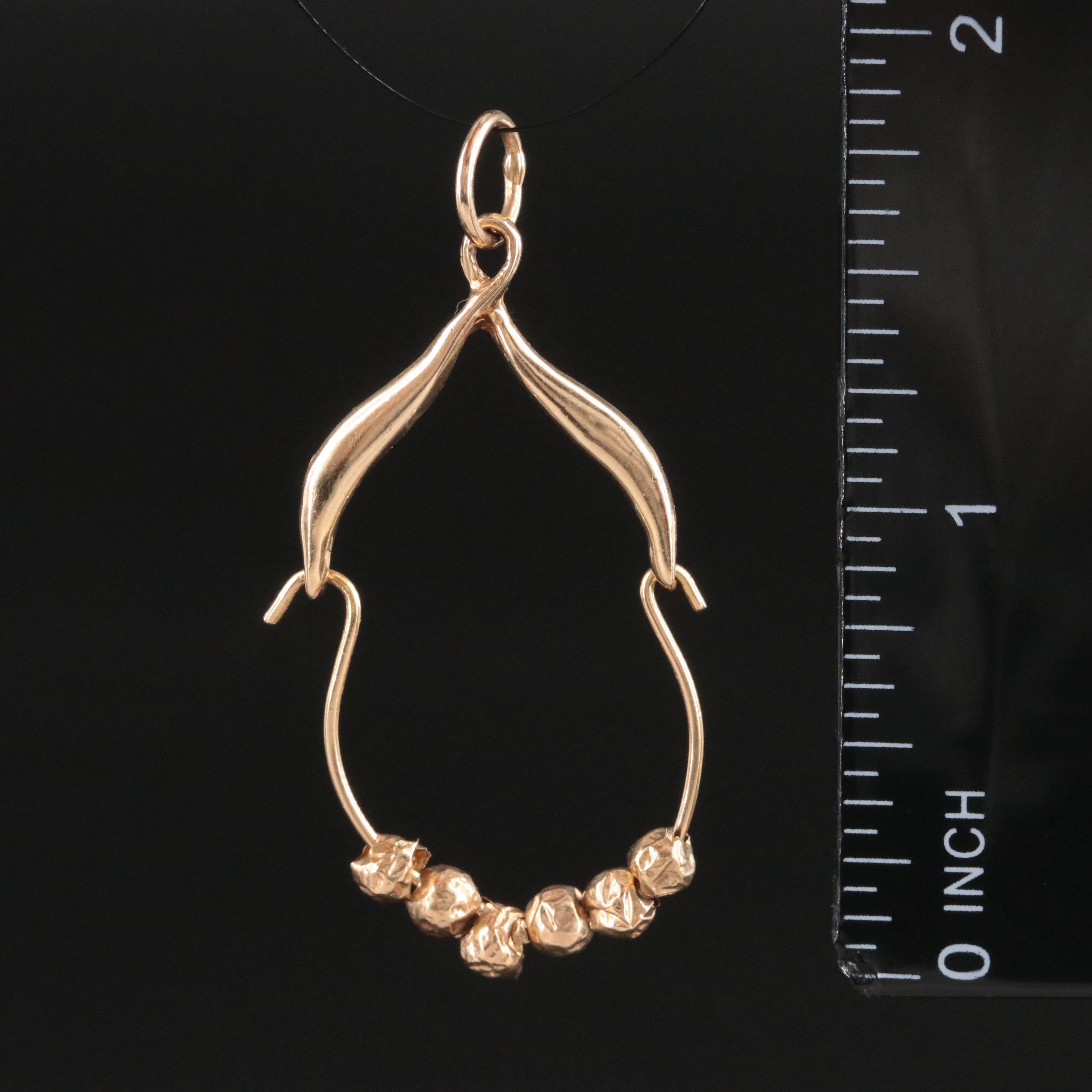 14K Charm Holder Pendant with Beads
