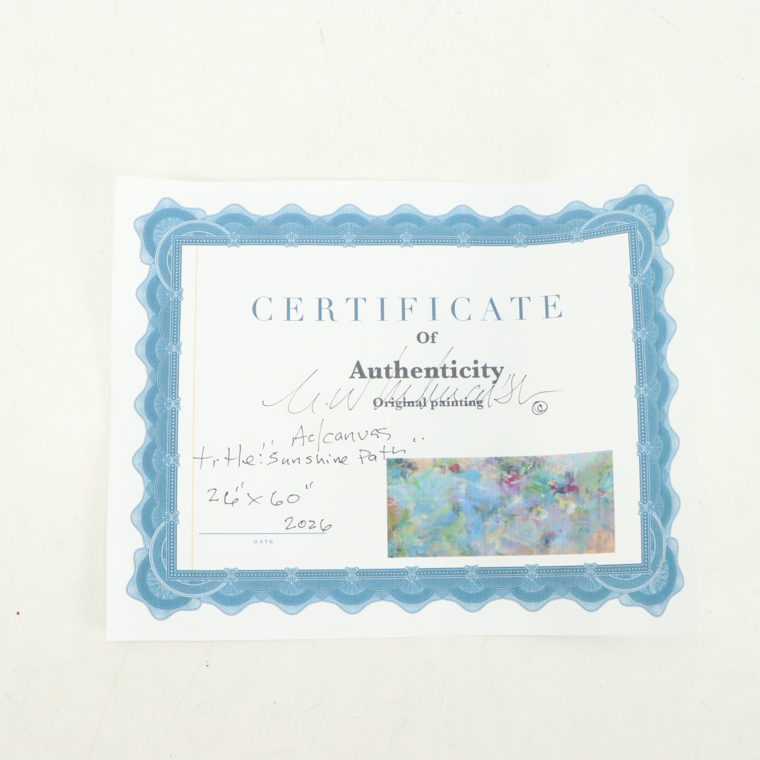 Mark Whitmarsh Acrylic Painting "Sunshine Path," 2026