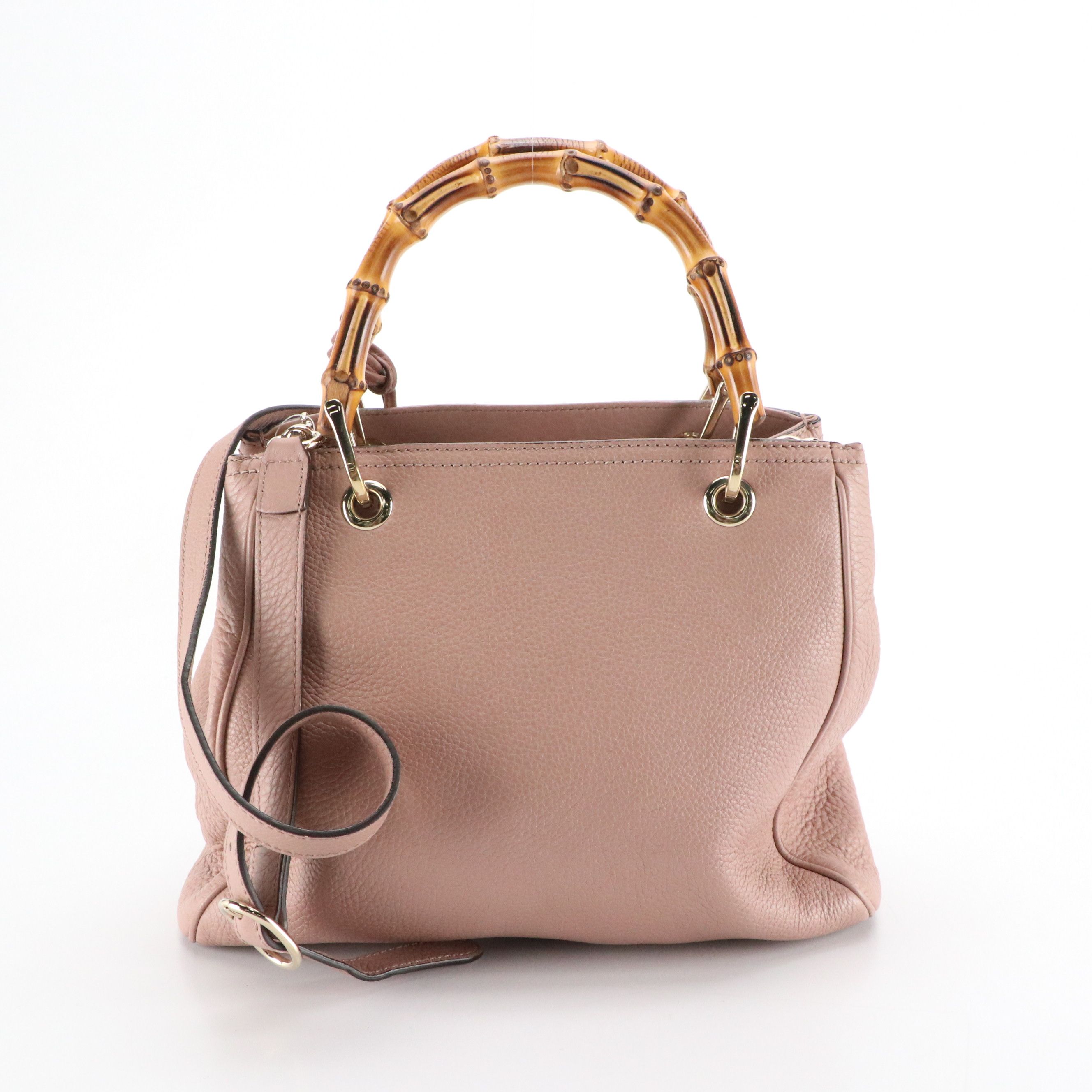 Gucci Bamboo Calfskin Grain Leather Two-Way Bag with Tassels