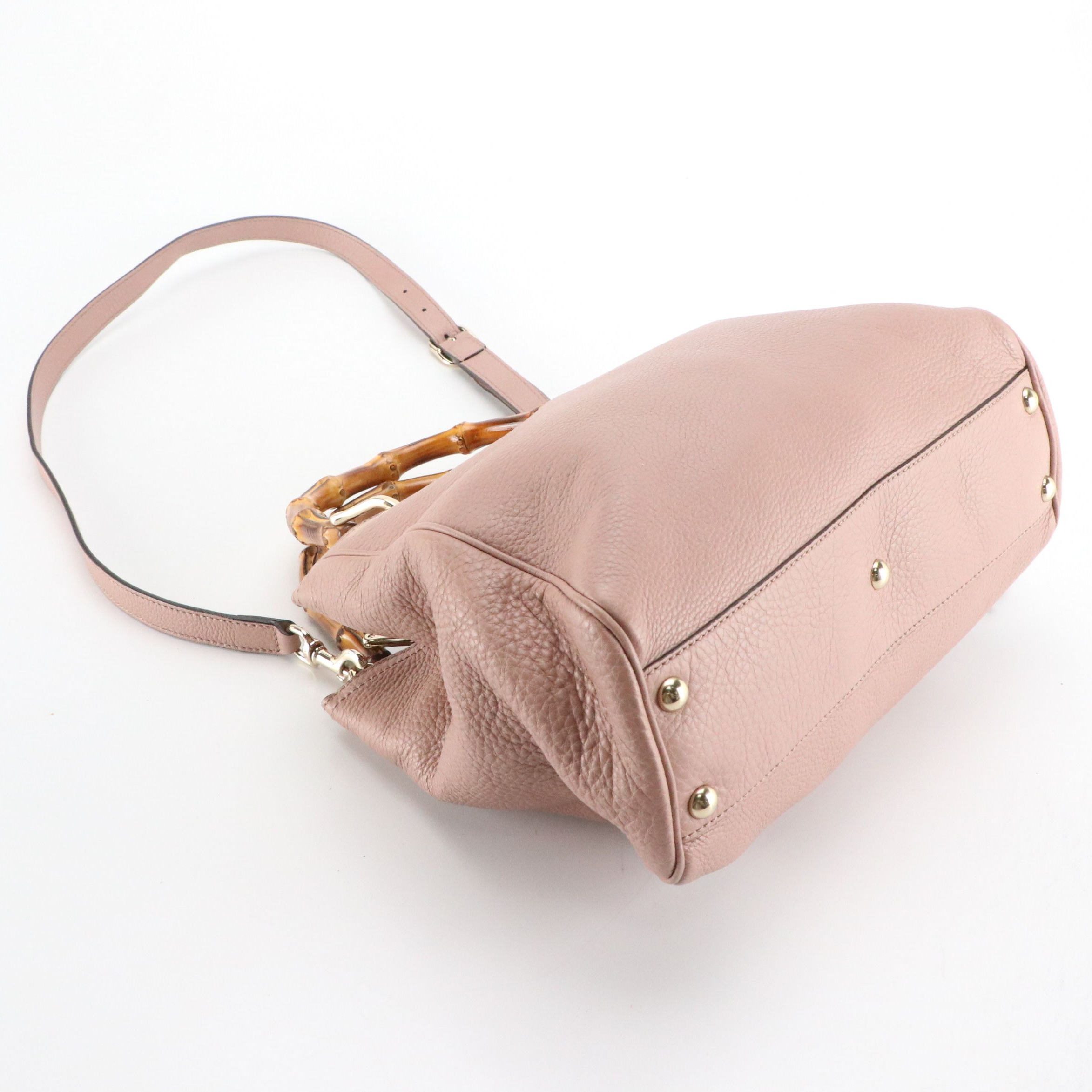 Gucci Bamboo Calfskin Grain Leather Two-Way Bag with Tassels
