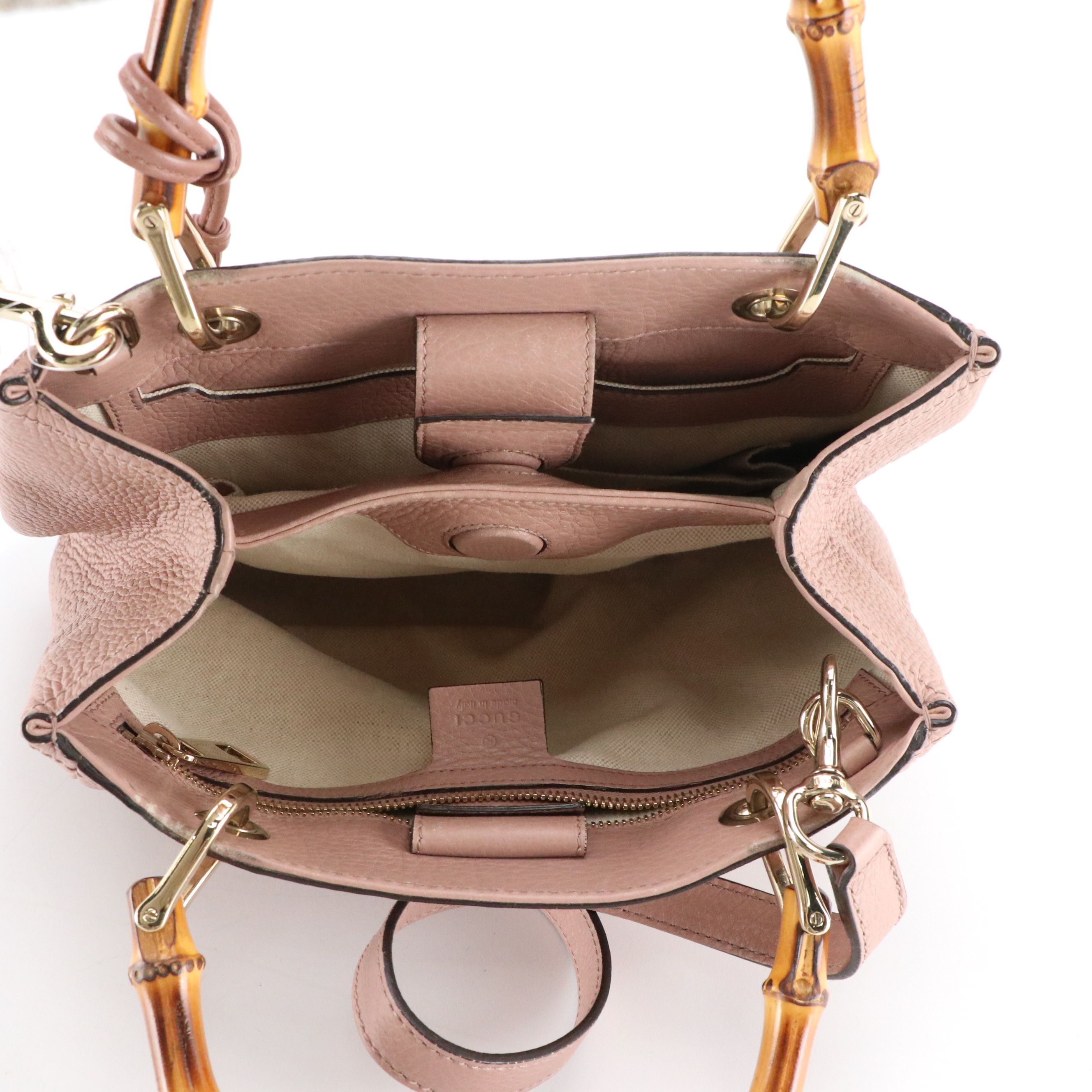 Gucci Bamboo Calfskin Grain Leather Two-Way Bag with Tassels