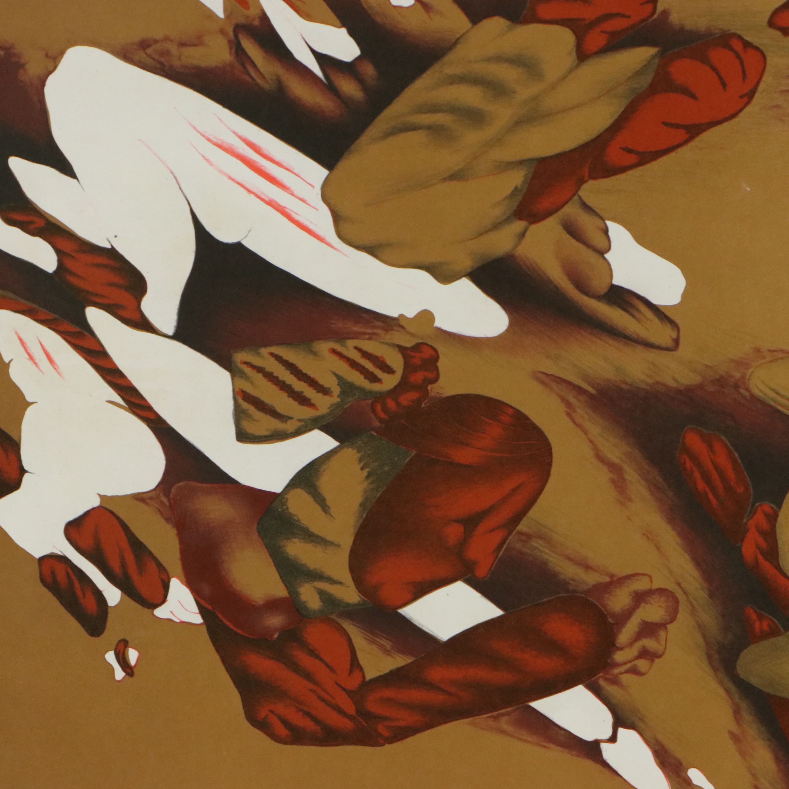 Mario Toral Lithograph "Untitled - Orange Abstract I"