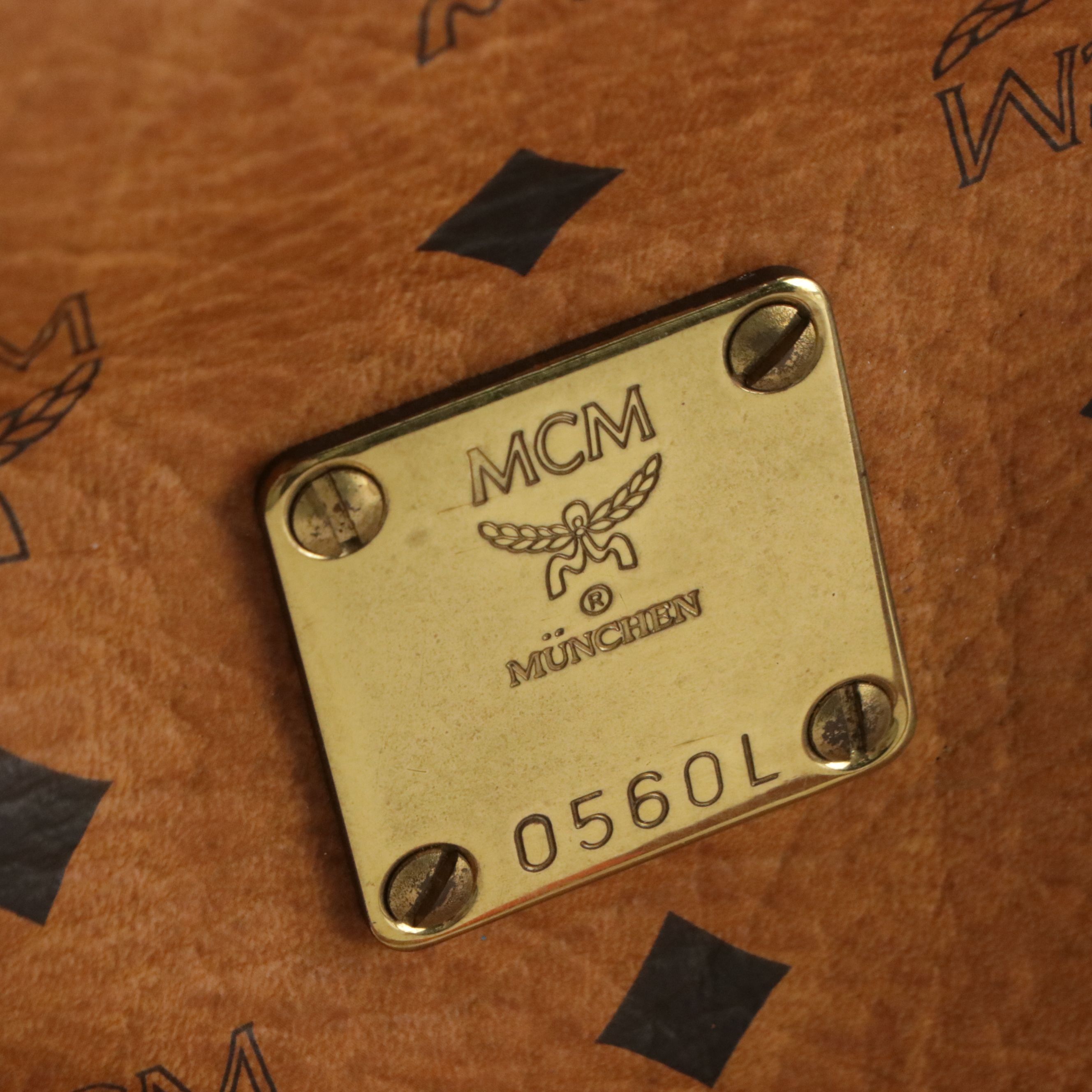 MCM Large Handbag in Cognac Visetos Canvas with Leather Trim